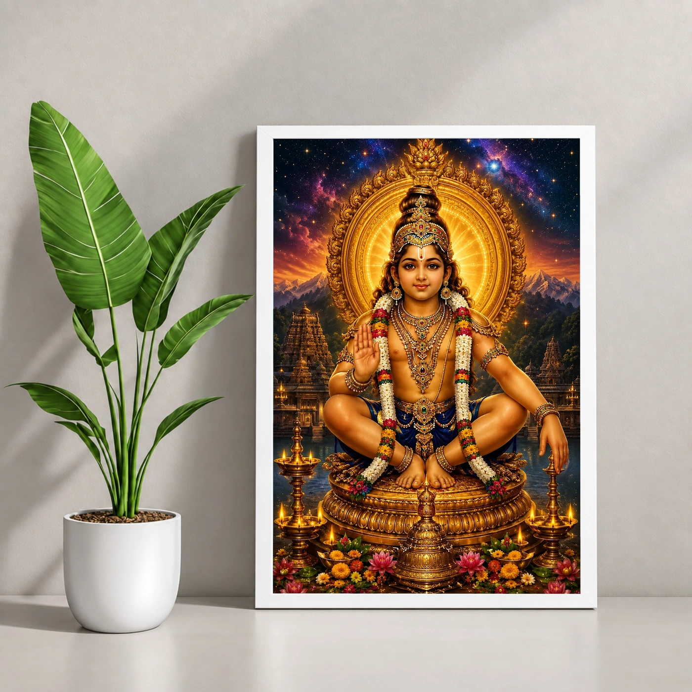 Ayyappa Swamy Cosmic Celestial Aura Photo Frame, view 4