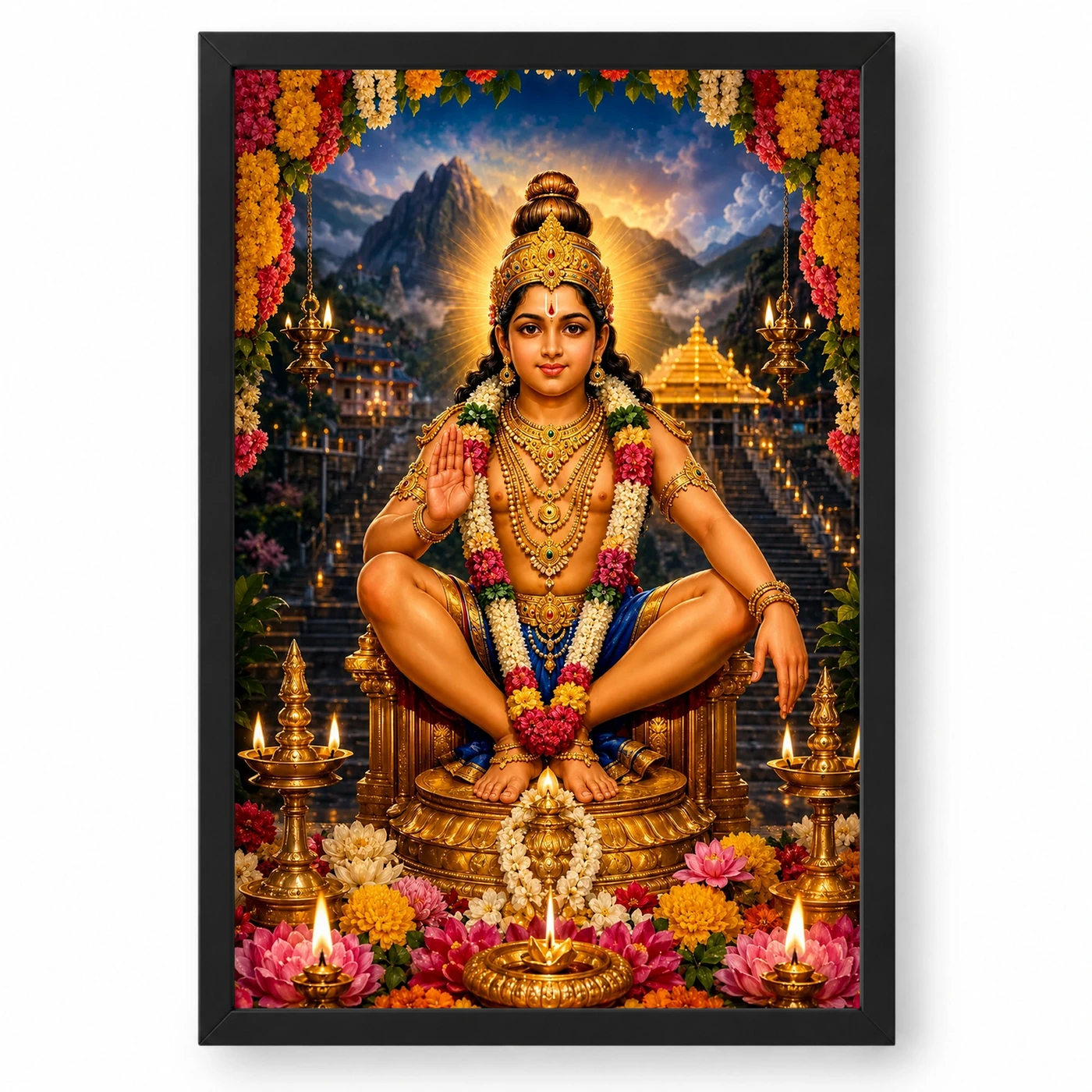 Ayyappa Swamy Grand Festival Flower Decoration Photo Frame