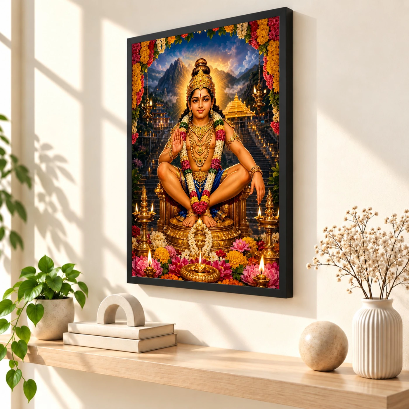 Ayyappa Swamy Grand Festival Flower Decoration Photo Frame, view 2