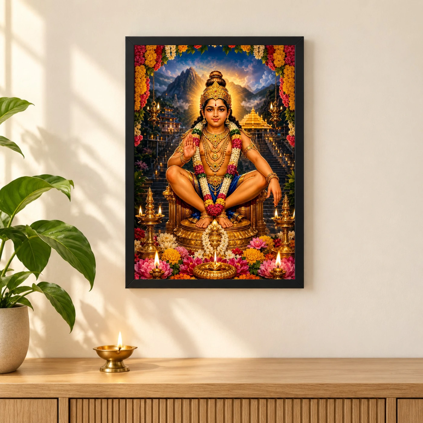 Ayyappa Swamy Grand Festival Flower Decoration Photo Frame, view 3