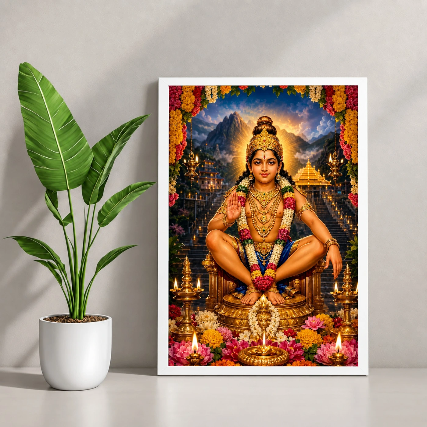 Ayyappa Swamy Grand Festival Flower Decoration Photo Frame, view 4