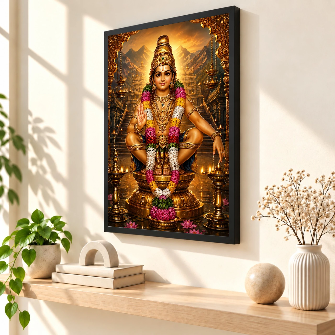Ayyappa Swamy Heritage Temple Architecture Backdrop Photo Frame, view 2