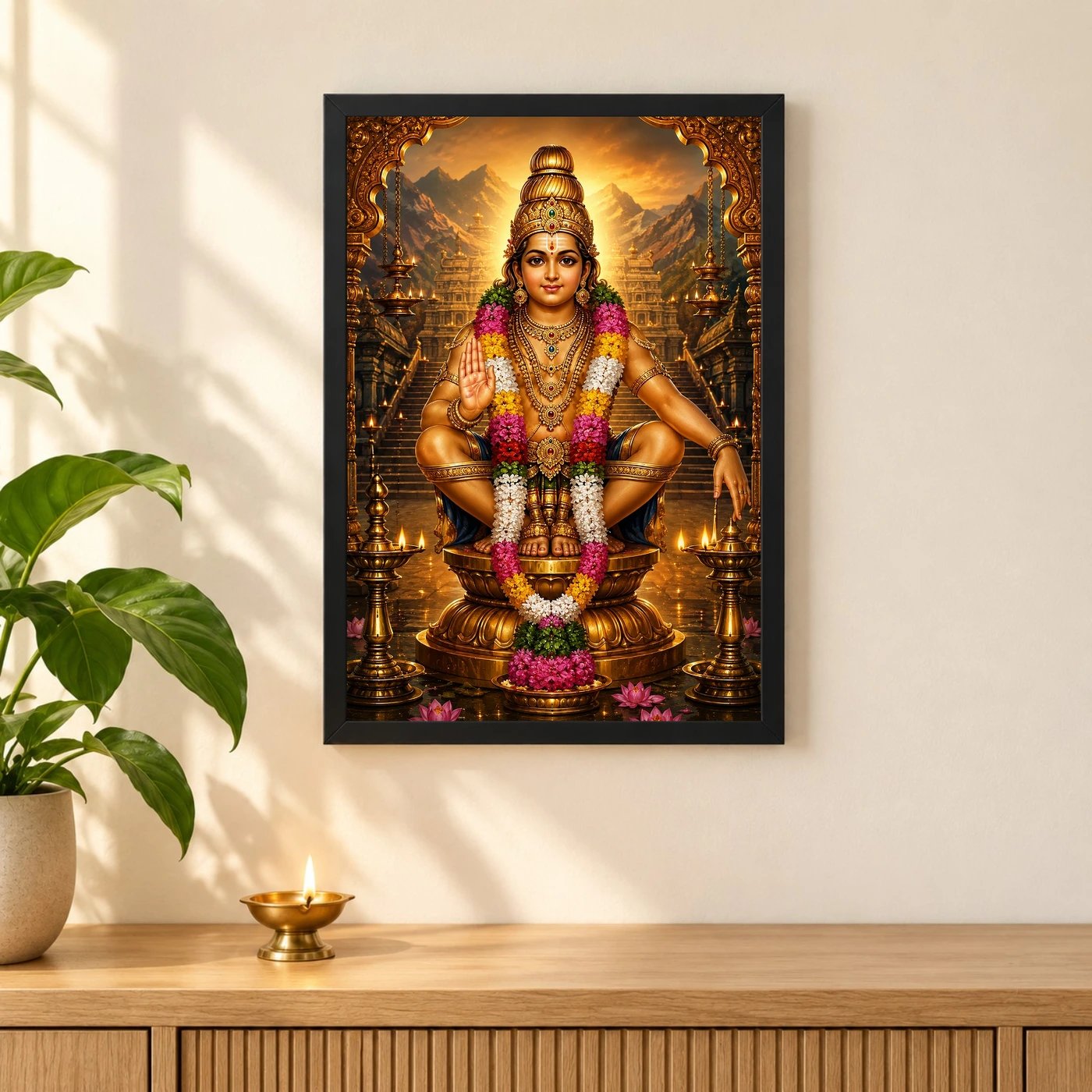 Ayyappa Swamy Heritage Temple Architecture Backdrop Photo Frame, view 3