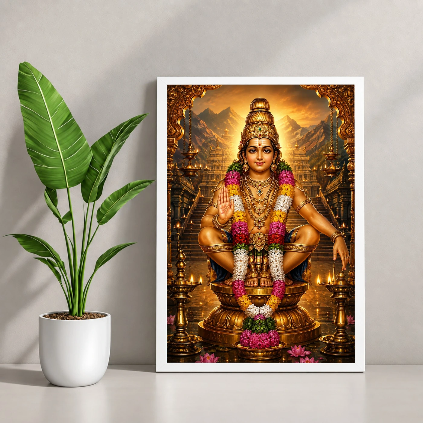 Ayyappa Swamy Heritage Temple Architecture Backdrop Photo Frame, view 4