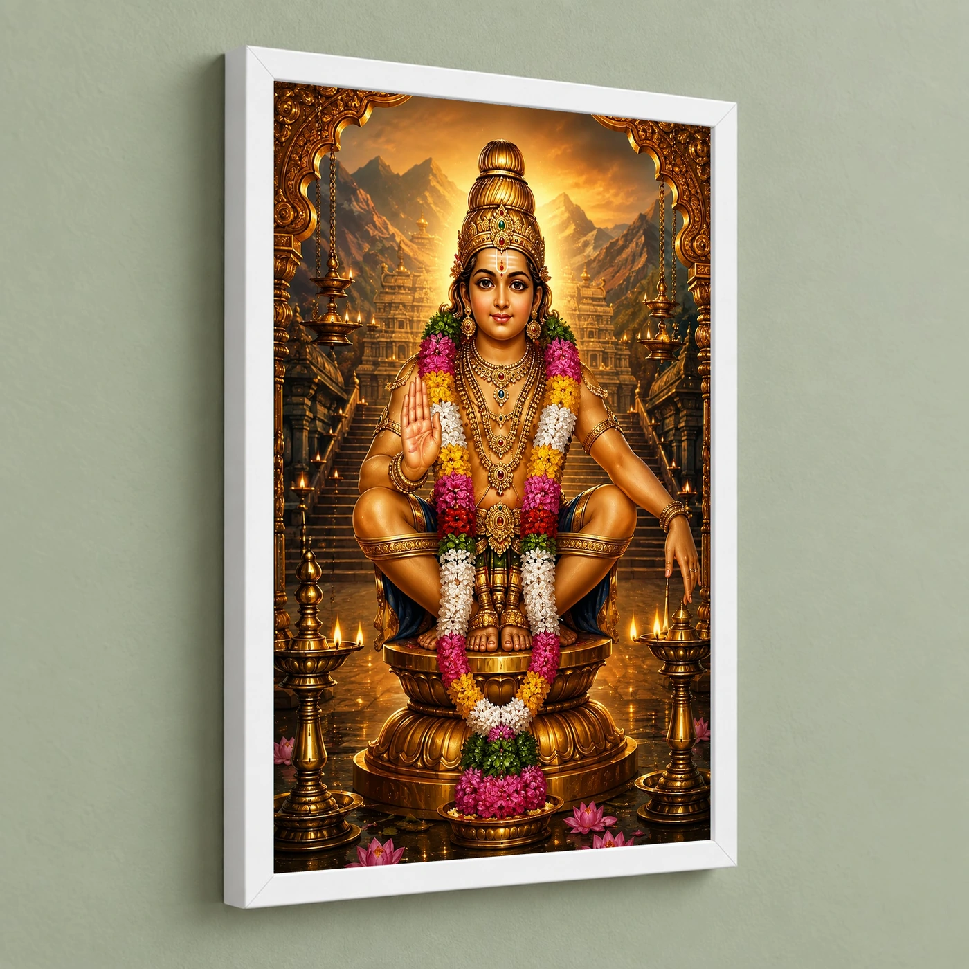 Ayyappa Swamy Heritage Temple Architecture Backdrop Photo Frame, view 5