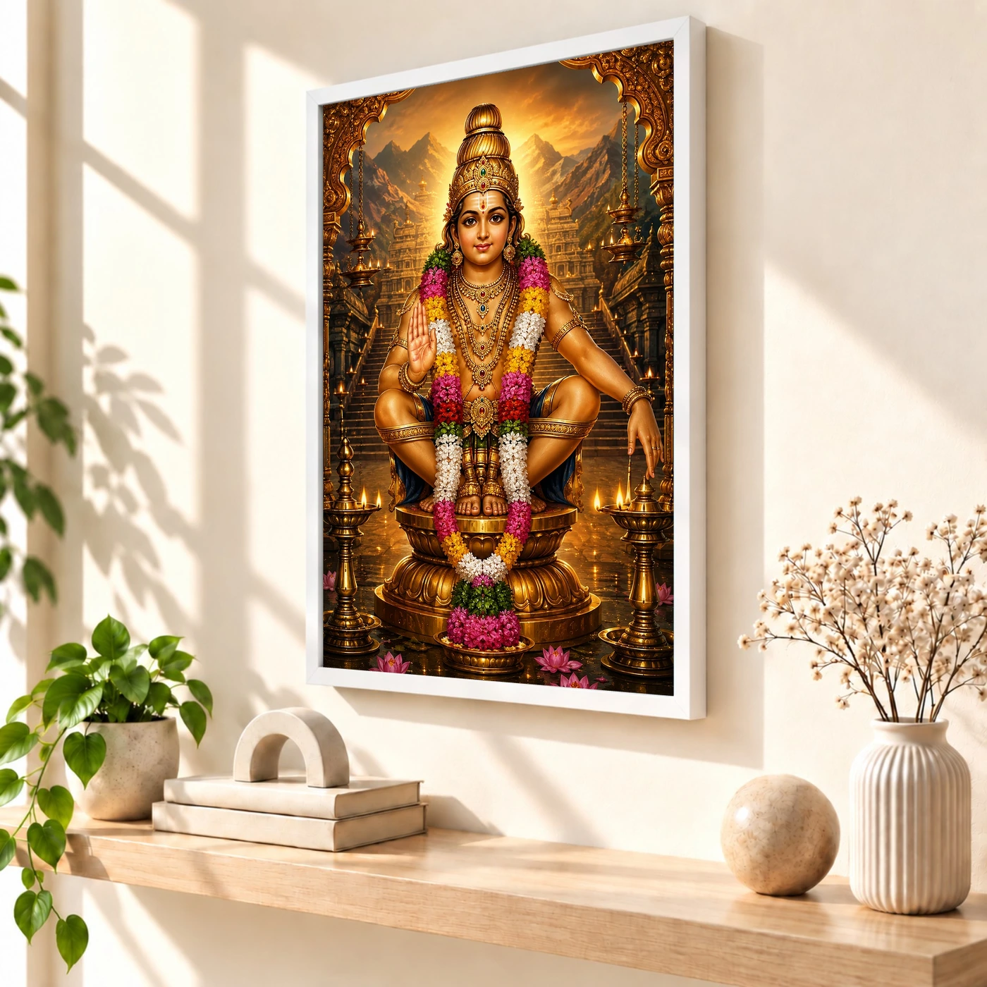 Ayyappa Swamy Heritage Temple Architecture Backdrop Photo Frame, view 7