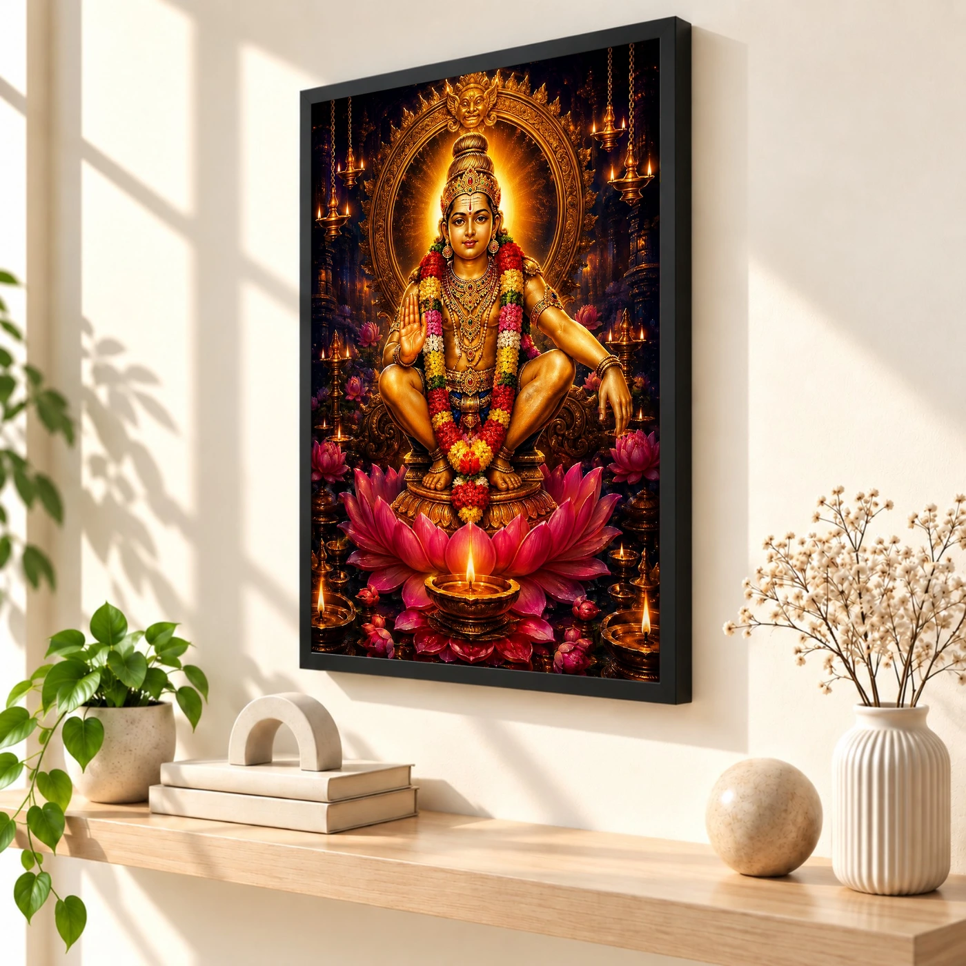Ayyappa Swamy Lotus And Diya Radiance Photo Frame, view 2
