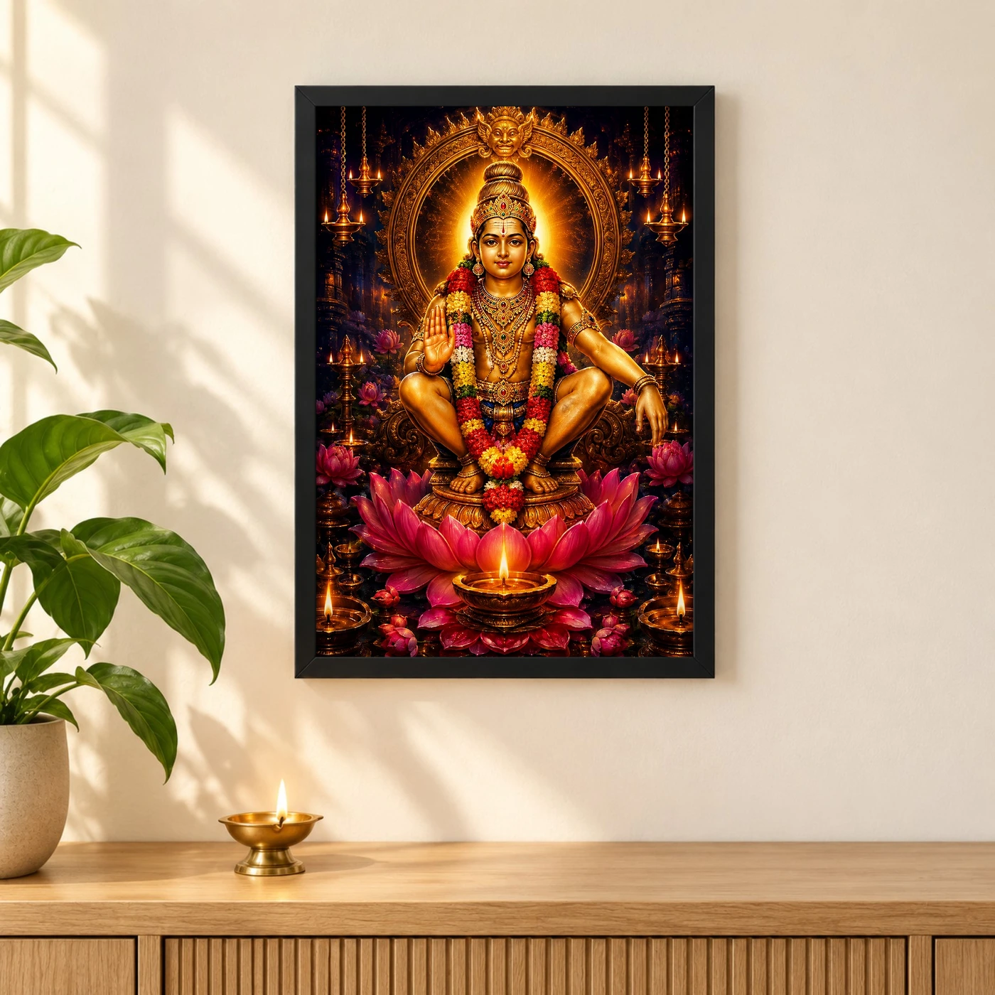 Ayyappa Swamy Lotus And Diya Radiance Photo Frame, view 3