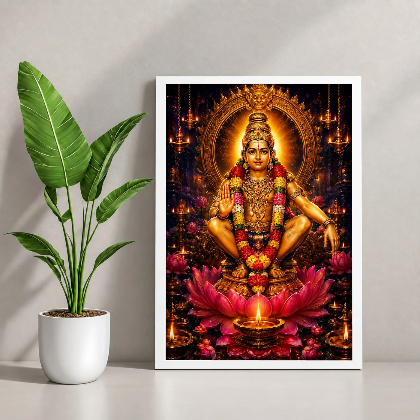Ayyappa Swamy Lotus And Diya Radiance Photo Frame, view 4