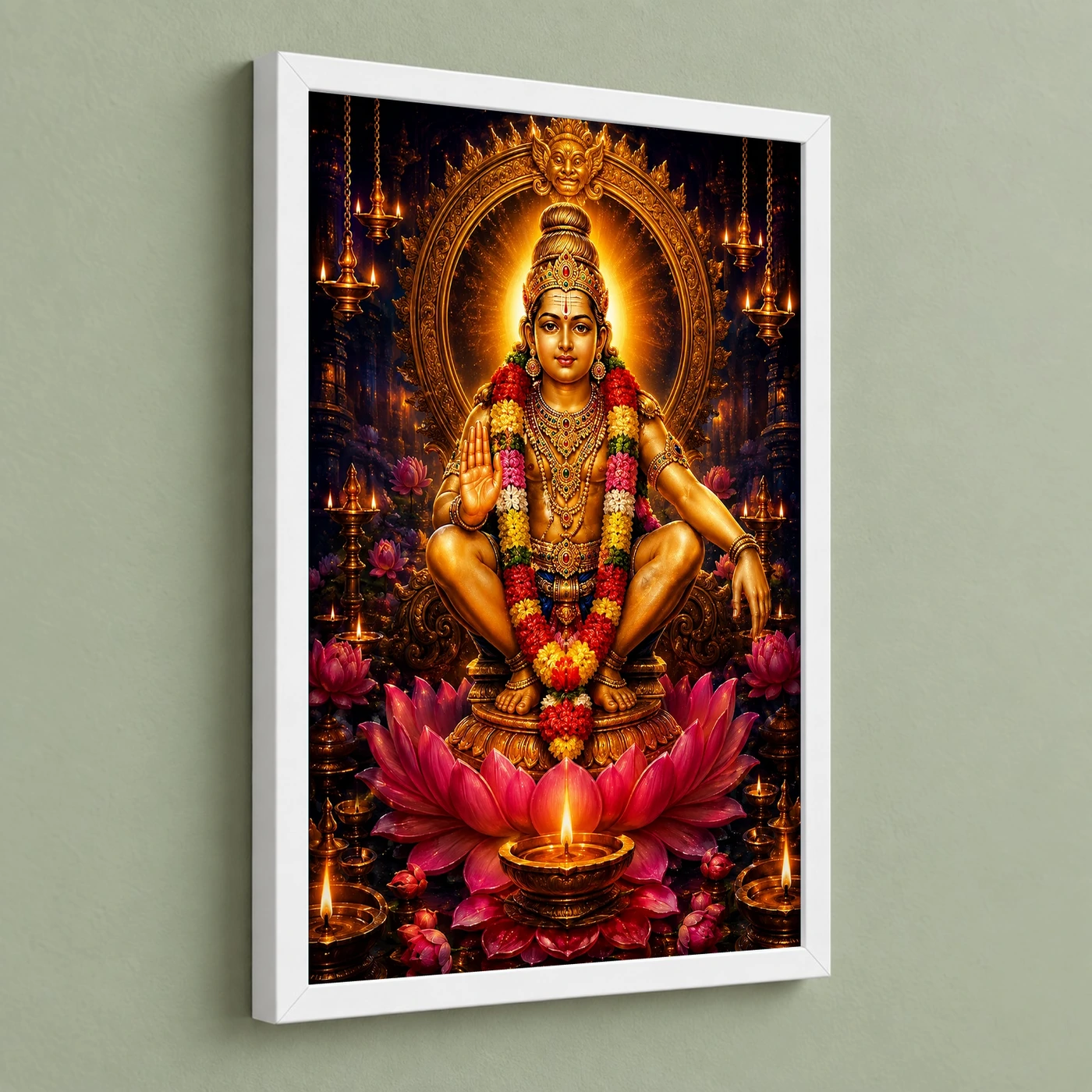 Ayyappa Swamy Lotus And Diya Radiance Photo Frame, view 5