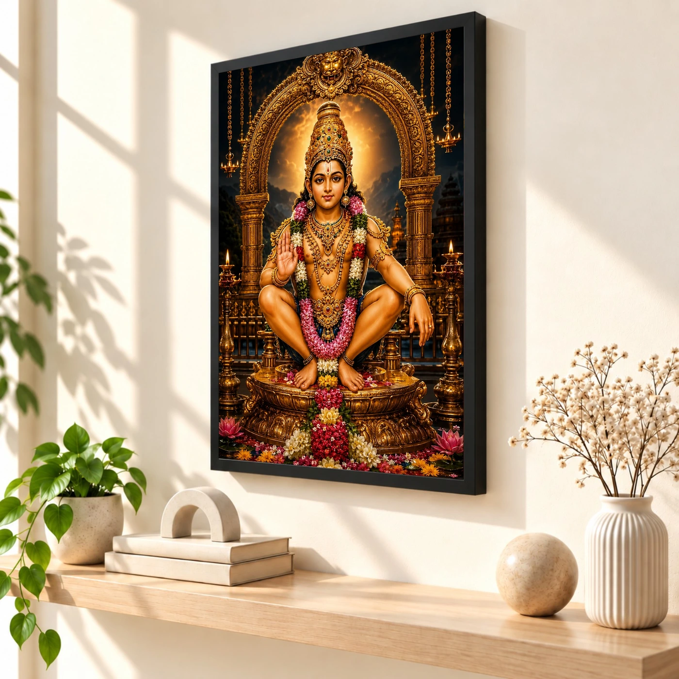 Ayyappa Swamy Ornate Golden Temple Darshan Photo Frame, view 2