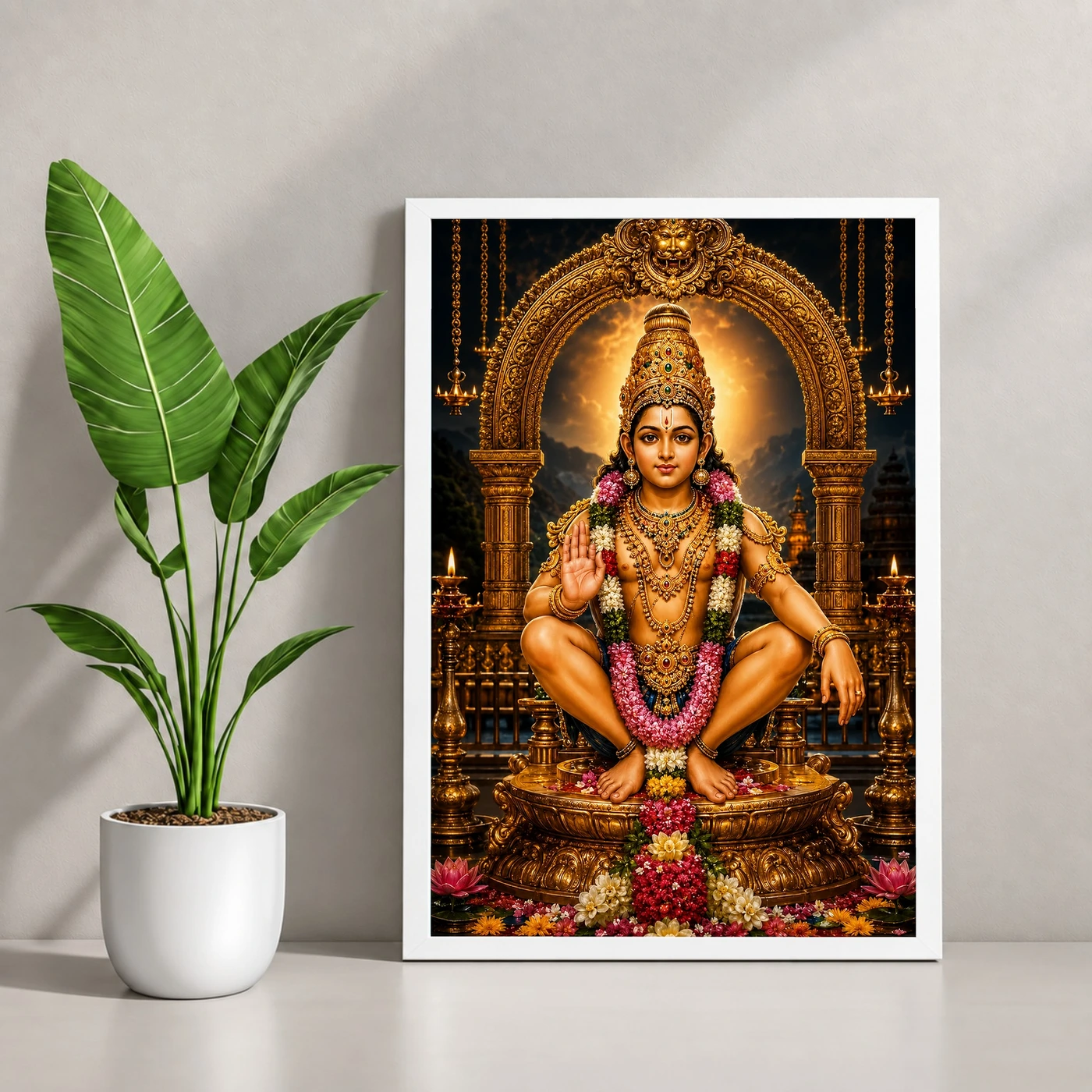 Ayyappa Swamy Ornate Golden Temple Darshan Photo Frame, view 4