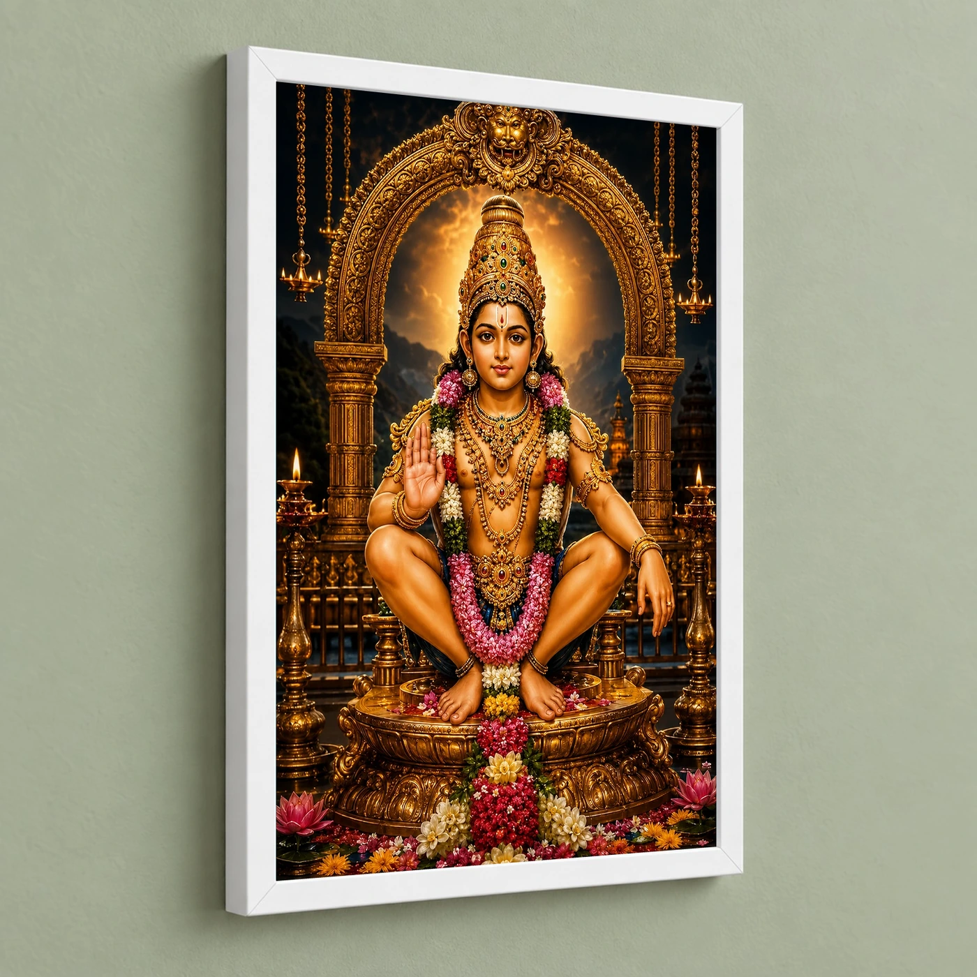 Ayyappa Swamy Ornate Golden Temple Darshan Photo Frame, view 5