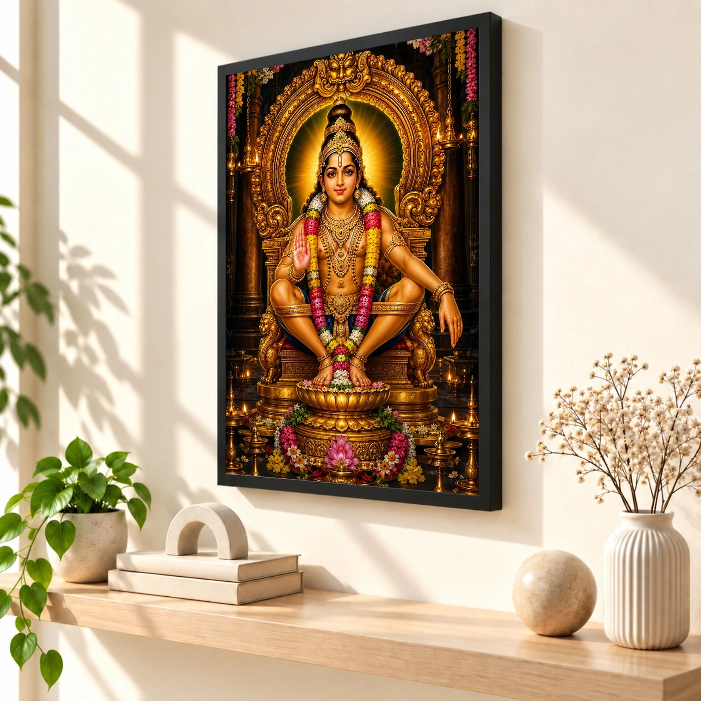 Ayyappa Swamy Peaceful Home Mandir Composition Photo Frame, view 2