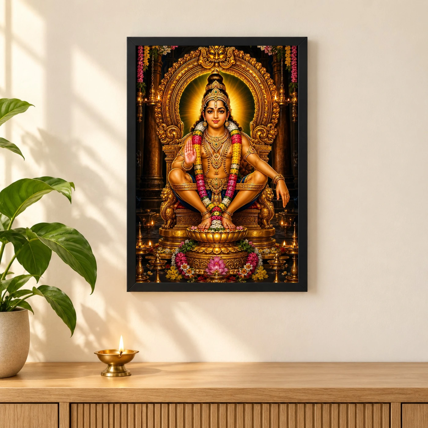 Ayyappa Swamy Peaceful Home Mandir Composition Photo Frame, view 3