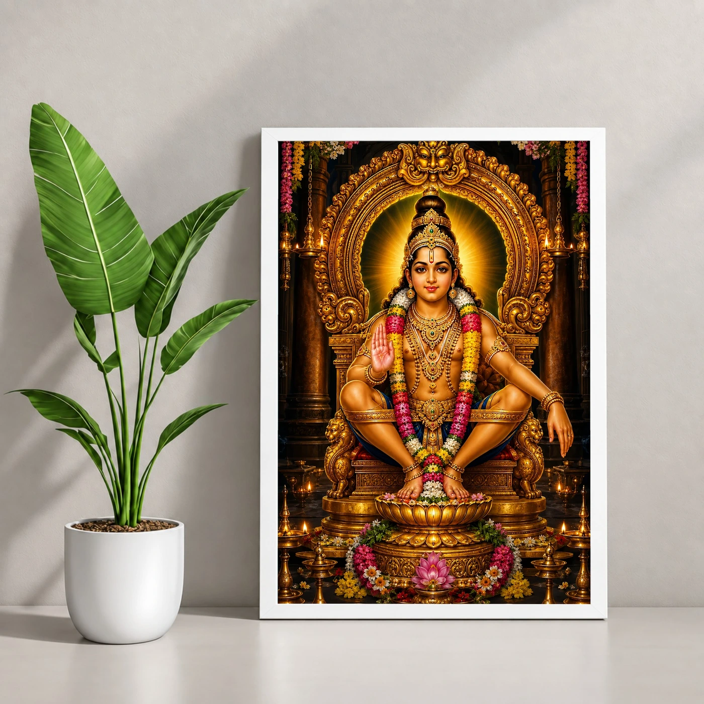 Ayyappa Swamy Peaceful Home Mandir Composition Photo Frame, view 4