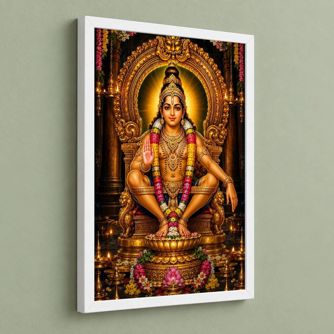 Ayyappa Swamy Peaceful Home Mandir Composition Photo Frame, view 5