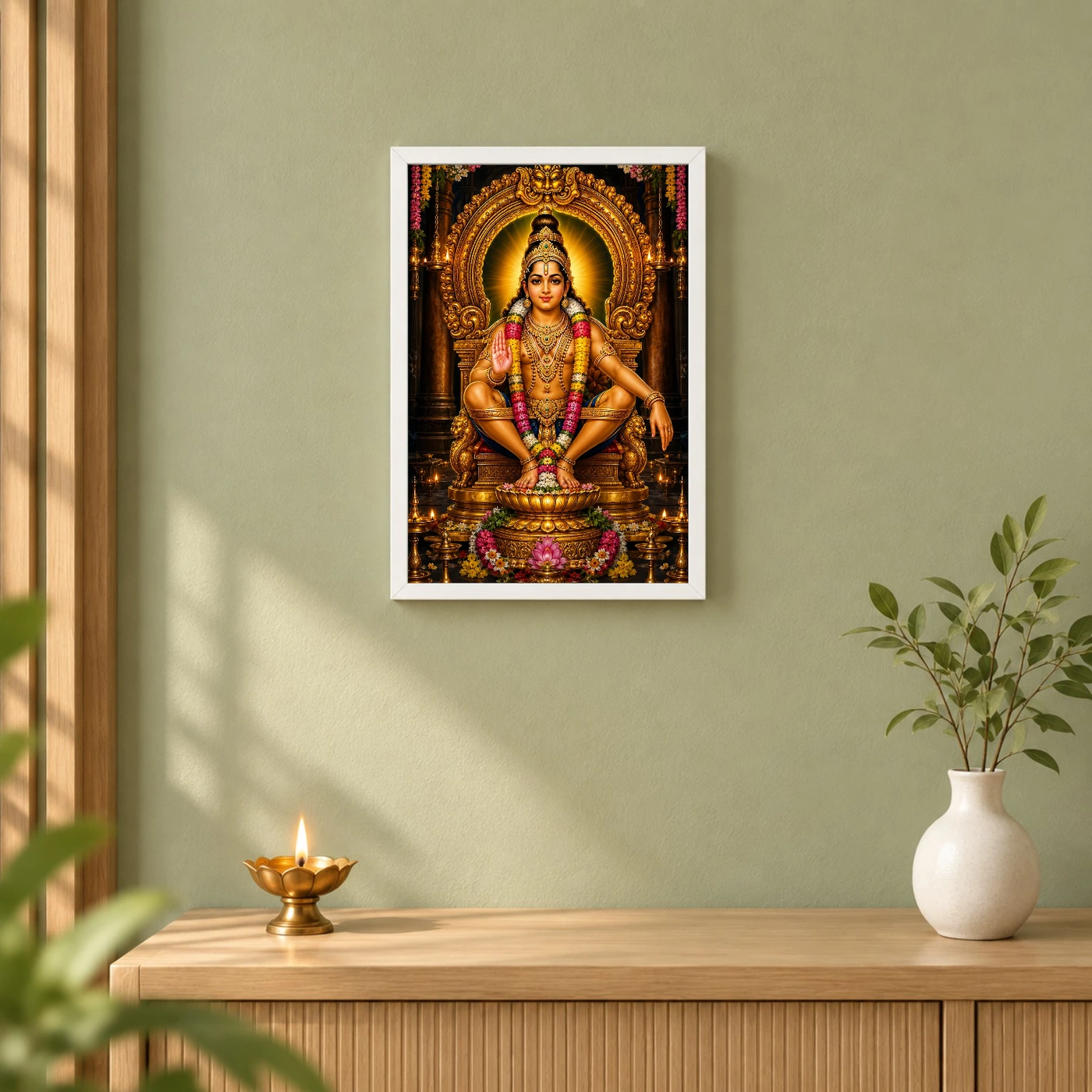 Ayyappa Swamy Peaceful Home Mandir Composition Photo Frame, view 6