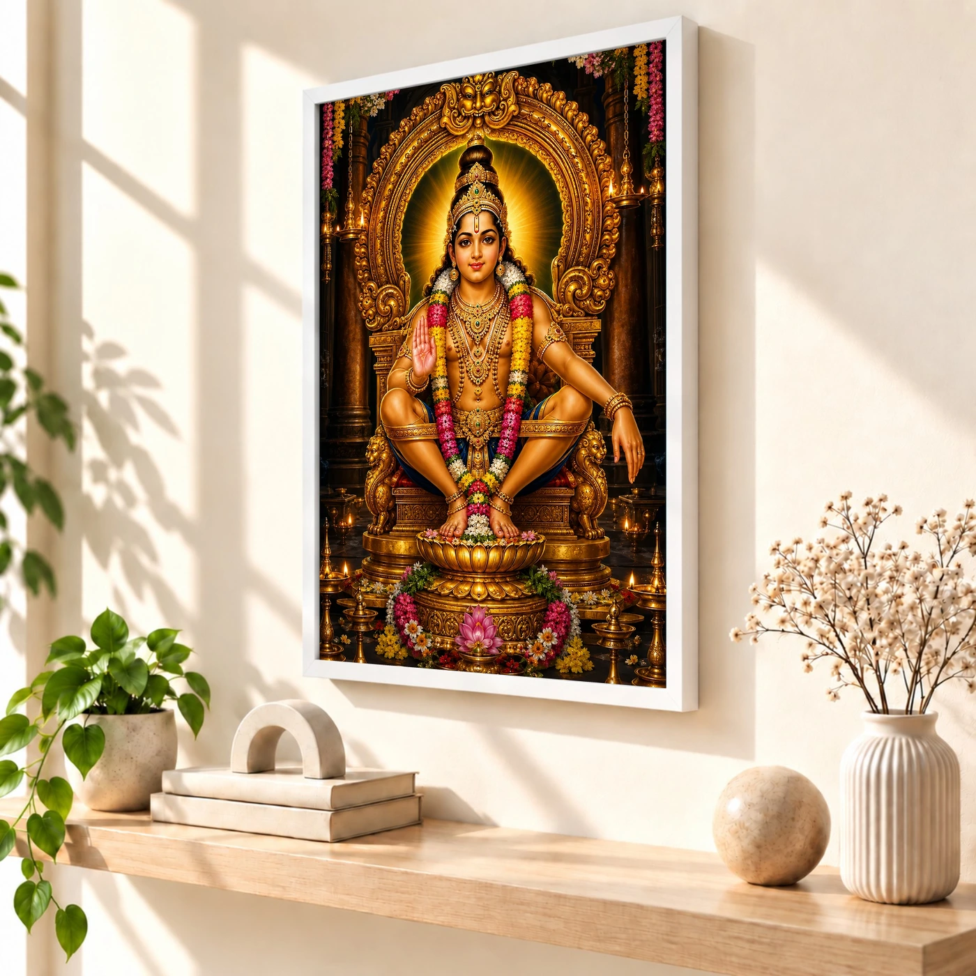 Ayyappa Swamy Peaceful Home Mandir Composition Photo Frame, view 7