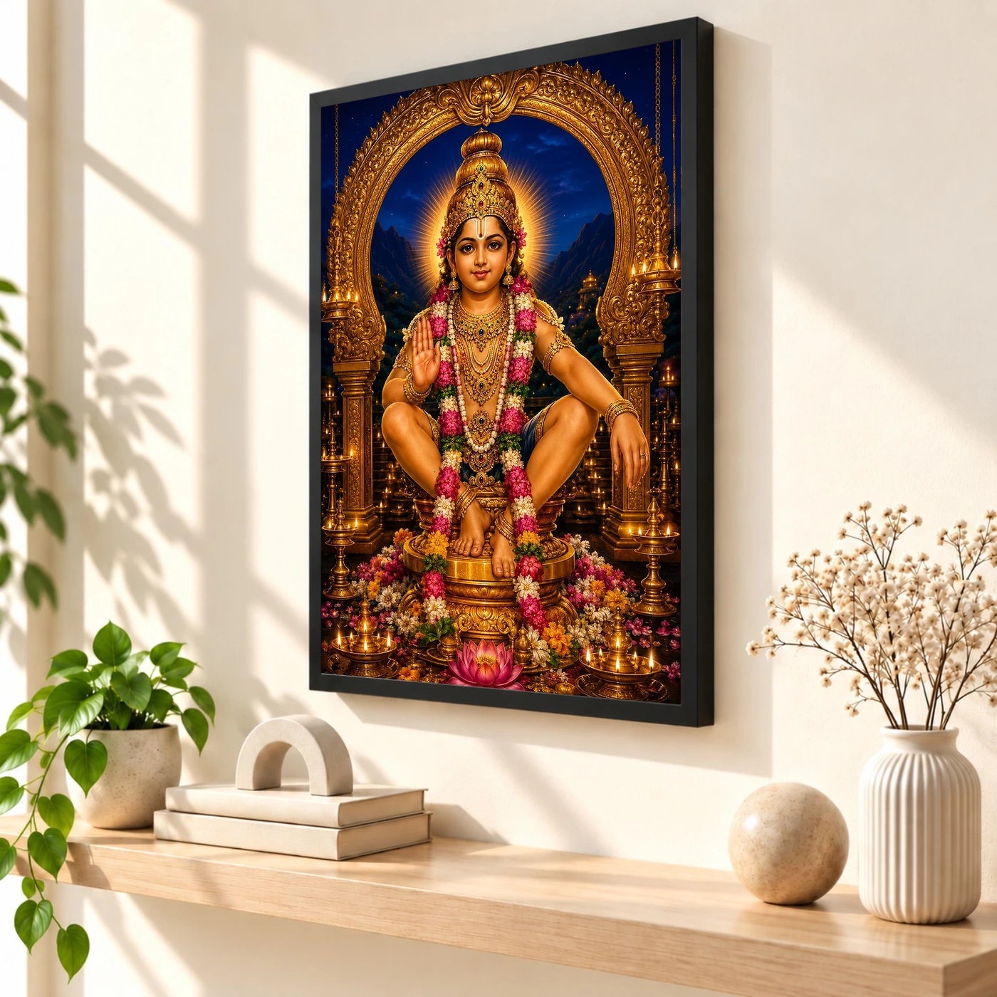 Ayyappa Swamy Royal Jewel-Toned Portrait Photo Frame, view 2