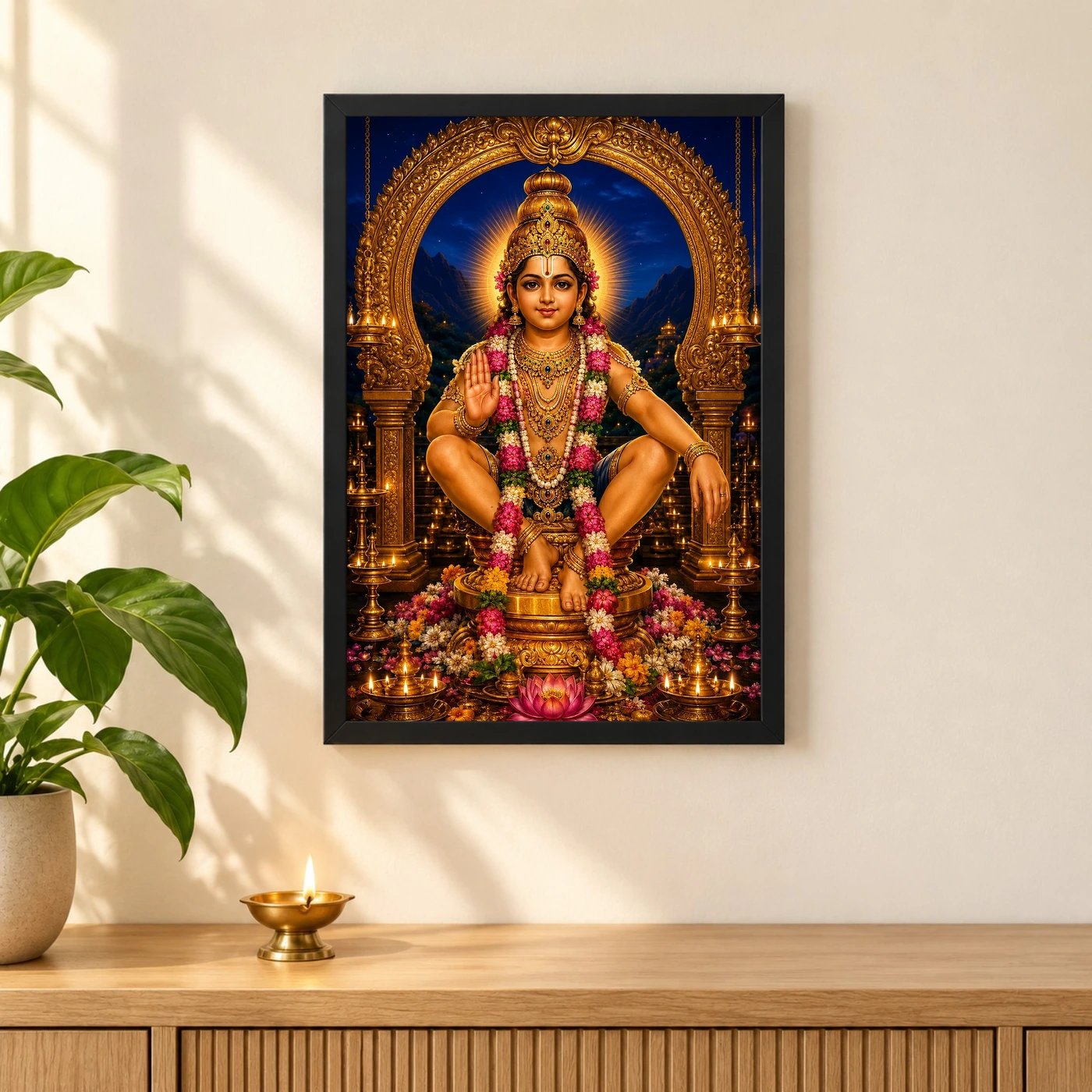 Ayyappa Swamy Royal Jewel-Toned Portrait Photo Frame, view 3
