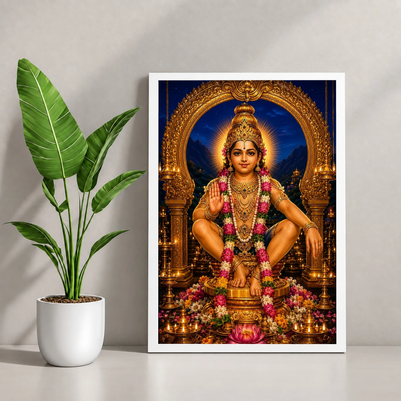 Ayyappa Swamy Royal Jewel-Toned Portrait Photo Frame, view 4