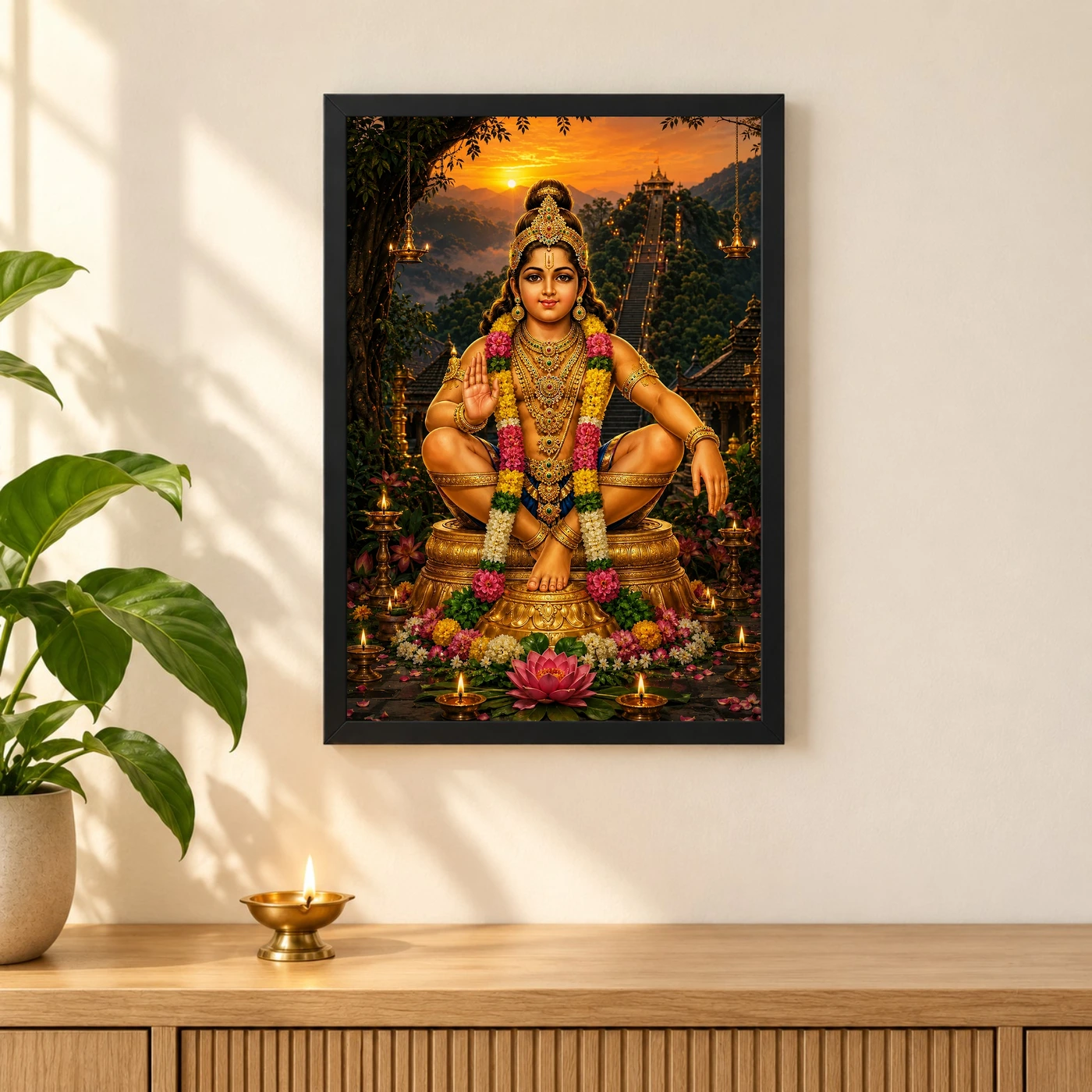 Ayyappa Swamy Serene Sunrise Blessing Photo Frame, view 3