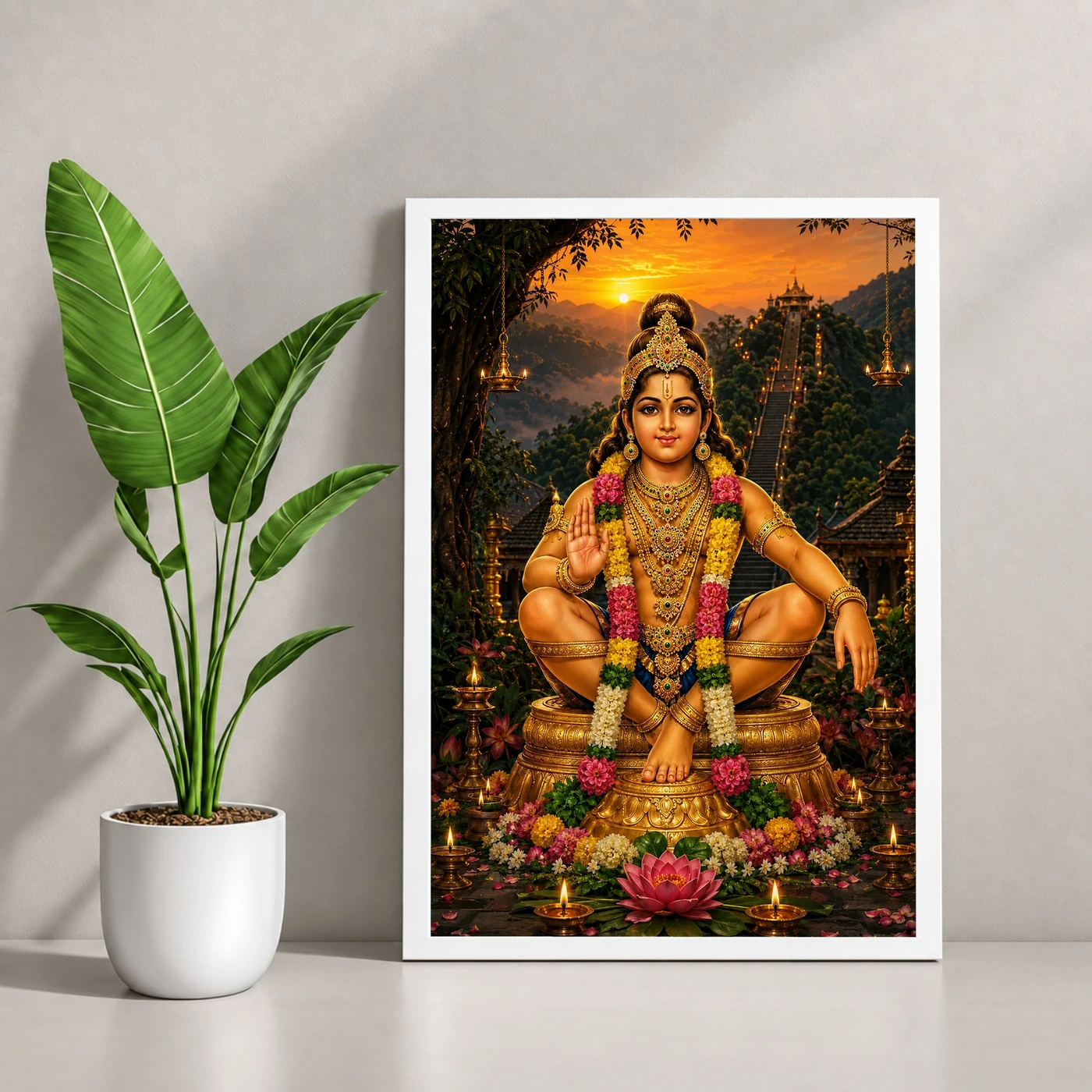 Ayyappa Swamy Serene Sunrise Blessing Photo Frame, view 4