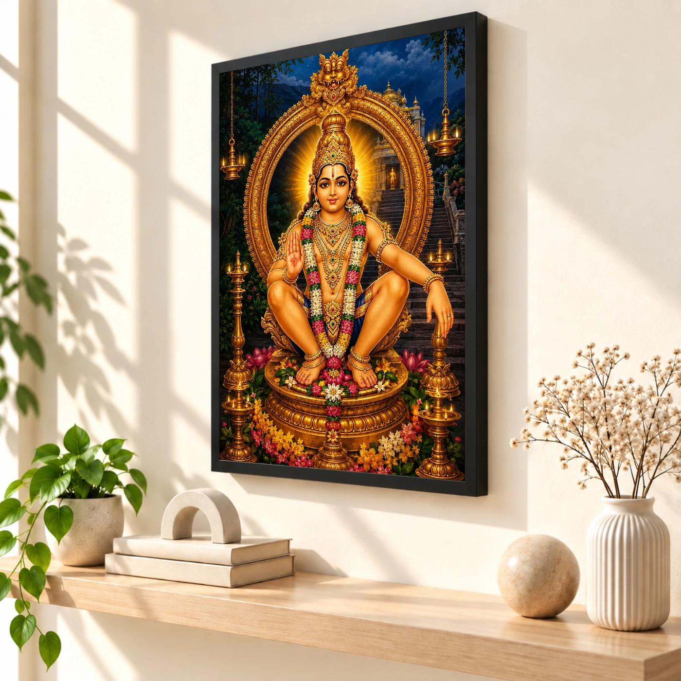 Ayyappa Swamy Traditional Indian Miniature-Inspired Devotional Art Photo Frame, view 2