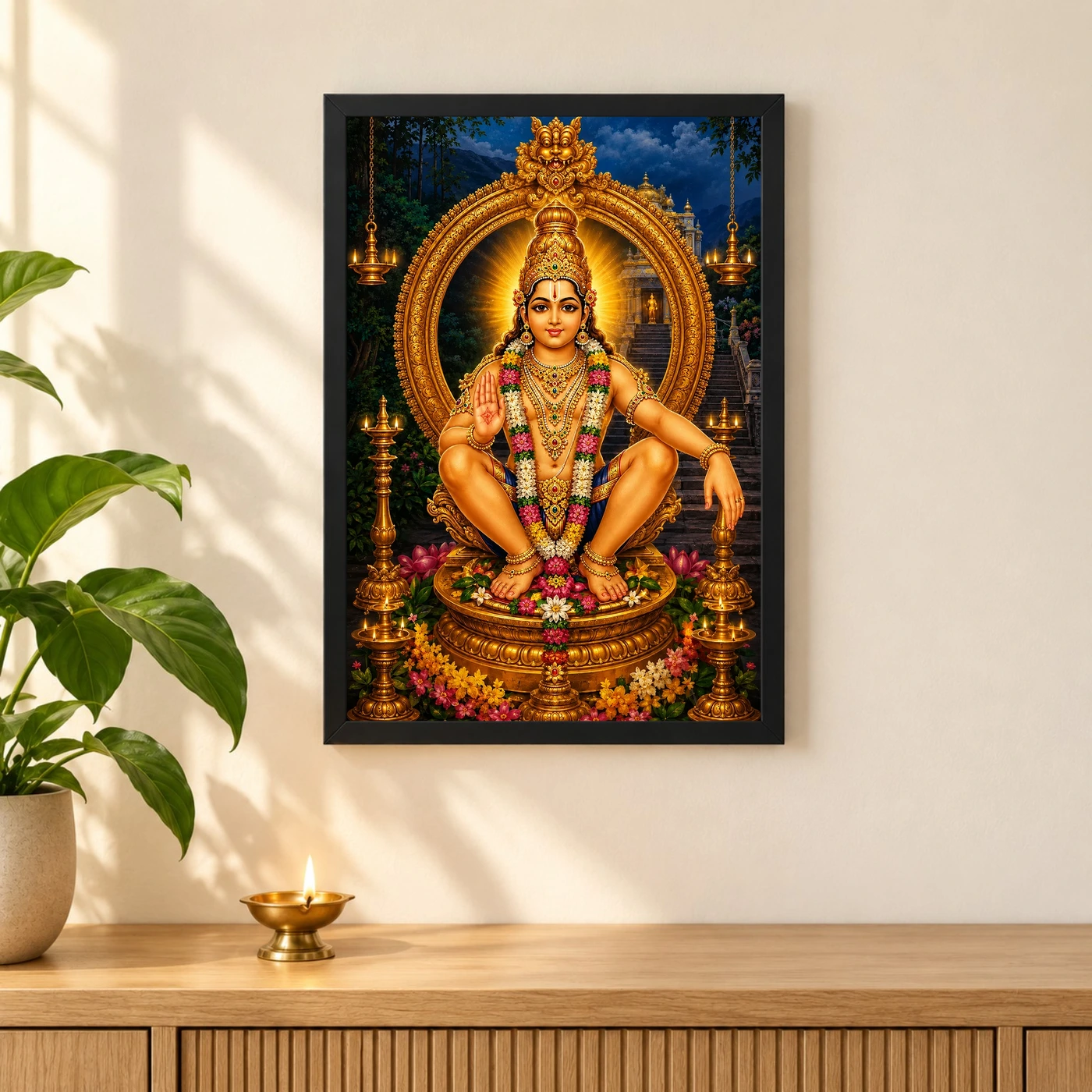 Ayyappa Swamy Traditional Indian Miniature-Inspired Devotional Art Photo Frame, view 3