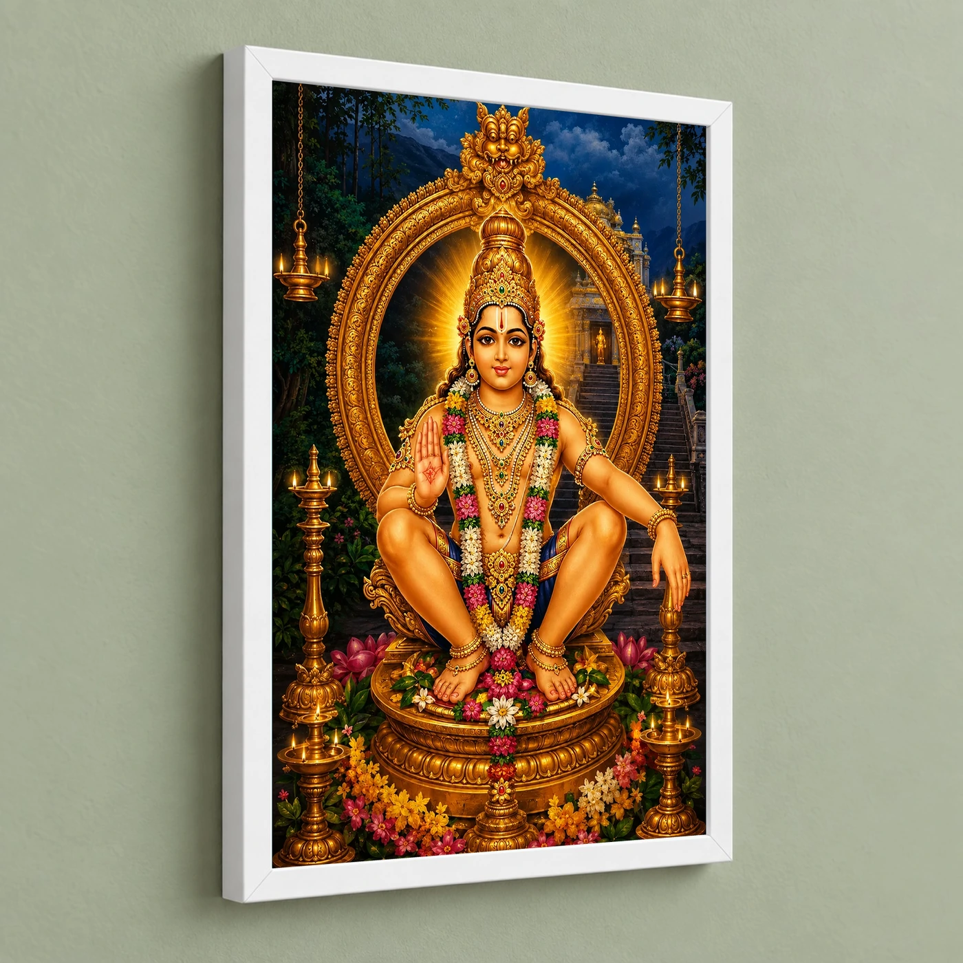 Ayyappa Swamy Traditional Indian Miniature-Inspired Devotional Art Photo Frame, view 5