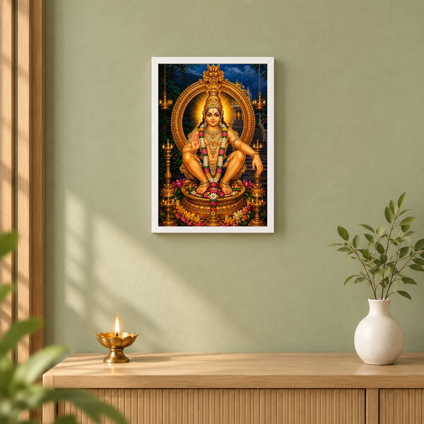 Ayyappa Swamy Traditional Indian Miniature-Inspired Devotional Art Photo Frame, view 6