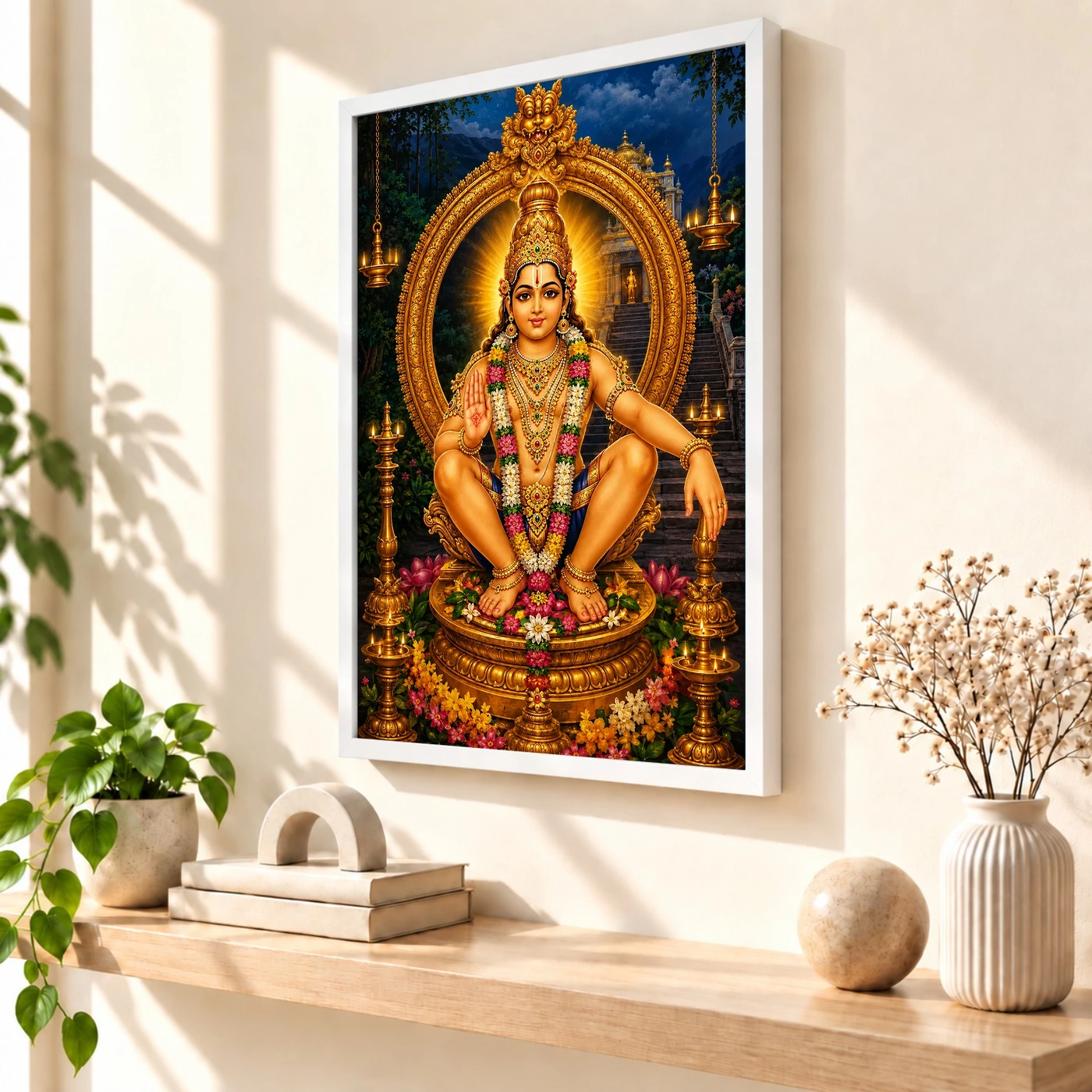 Ayyappa Swamy Traditional Indian Miniature-Inspired Devotional Art Photo Frame, view 7