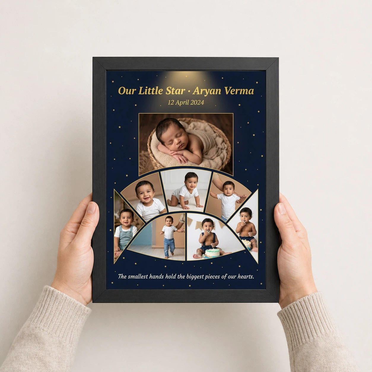 Baby Collage Frame Sky Blue Stars First Year Memories Photo Frame, view 3