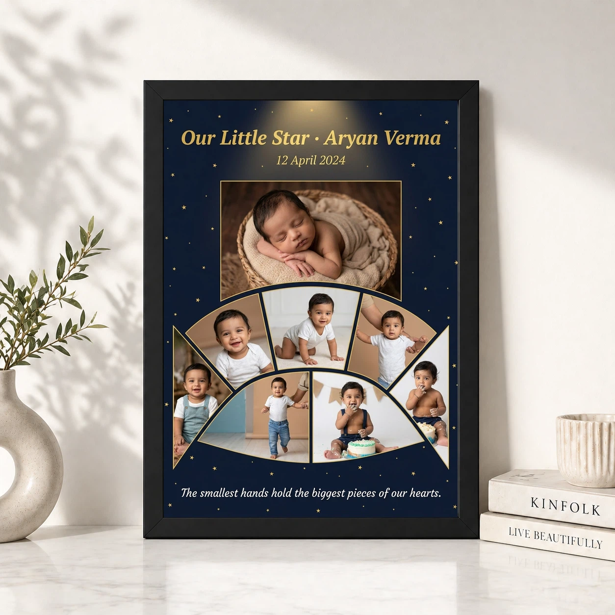 Baby Collage Frame Sky Blue Stars First Year Memories Photo Frame, view 4