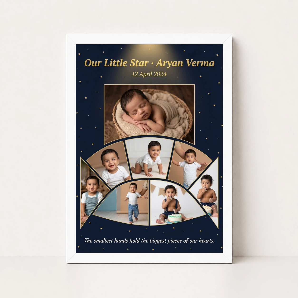 Baby Collage Frame Sky Blue Stars First Year Memories Photo Frame, view 5