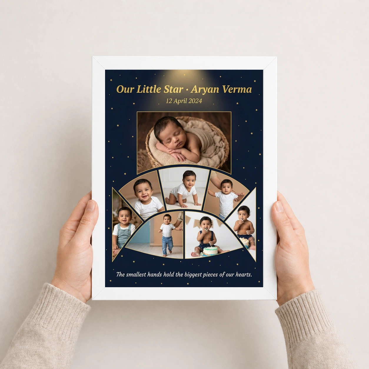 Baby Collage Frame Sky Blue Stars First Year Memories Photo Frame, view 7