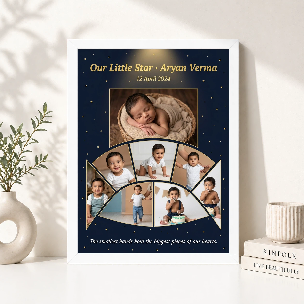 Baby Collage Frame Sky Blue Stars First Year Memories Photo Frame, view 8