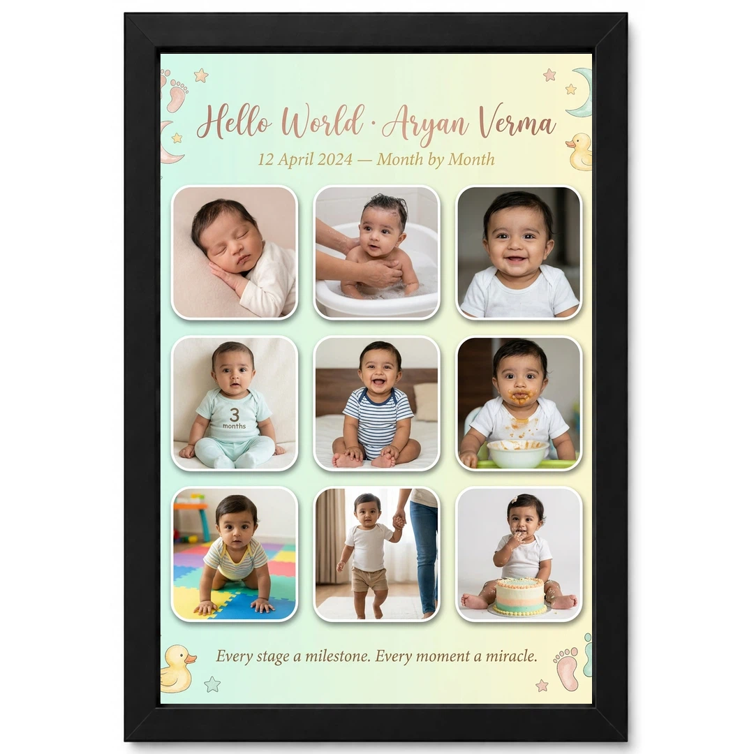 Baby Collage Frame Soft Pastel Memories Milestone Photo Frame