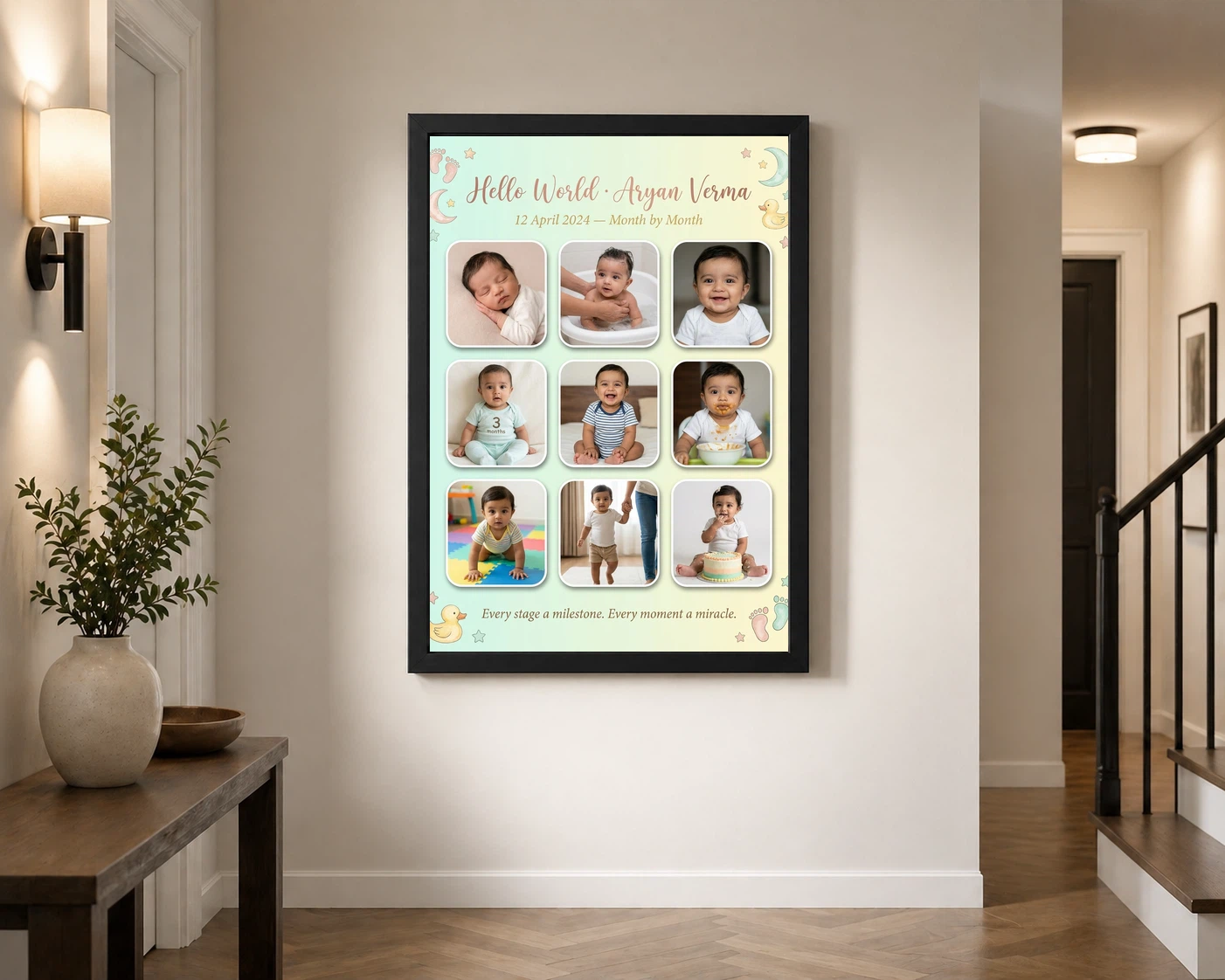 Baby Collage Frame Soft Pastel Memories Milestone Photo Frame, view 2