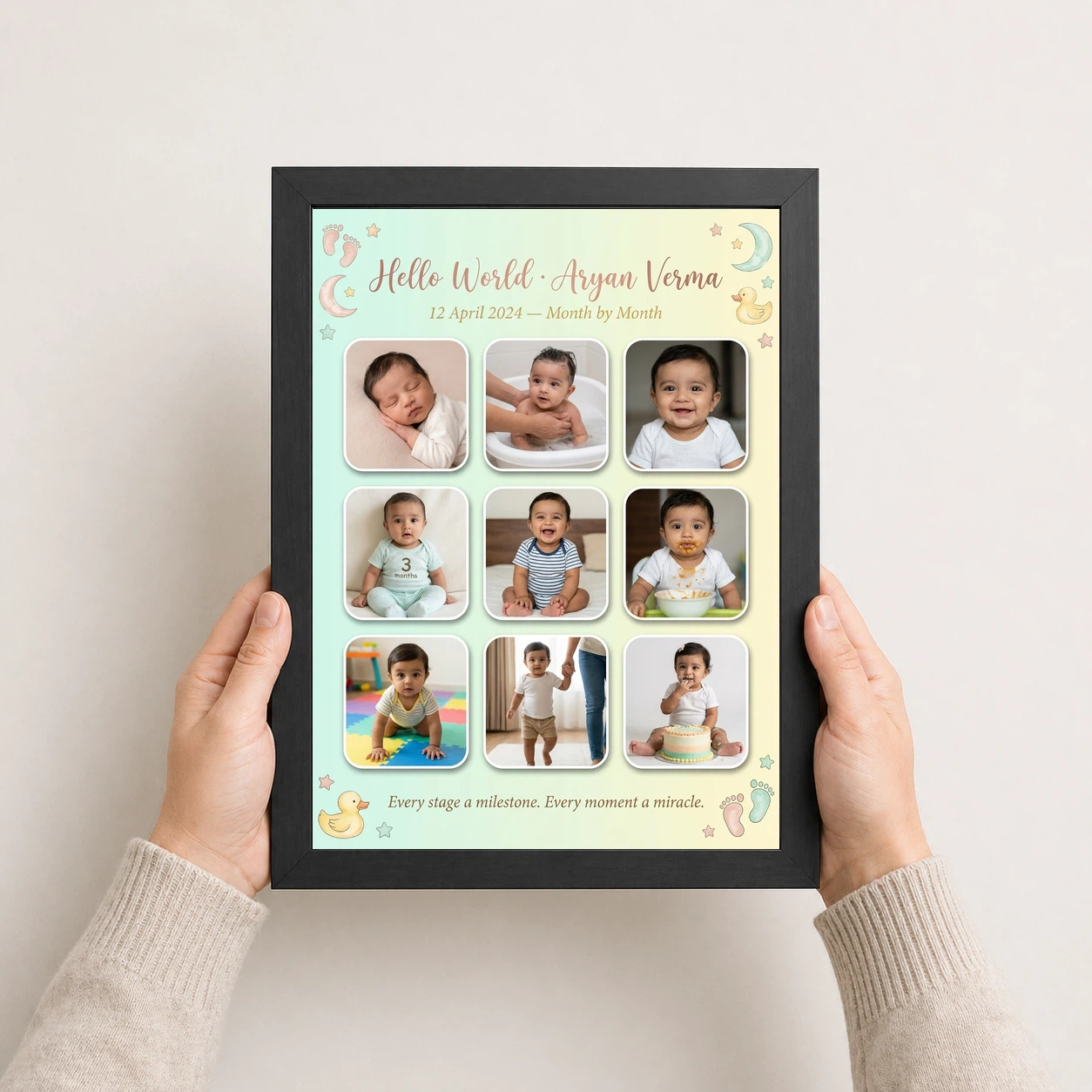 Baby Collage Frame Soft Pastel Memories Milestone Photo Frame, view 3