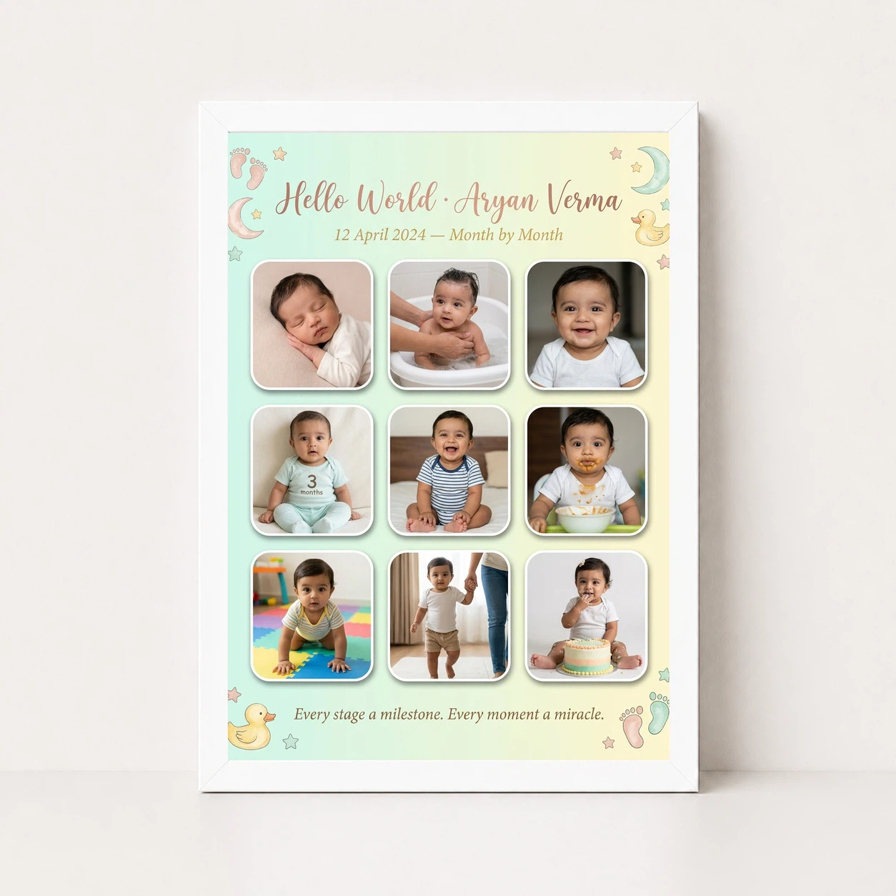 Baby Collage Frame Soft Pastel Memories Milestone Photo Frame, view 5