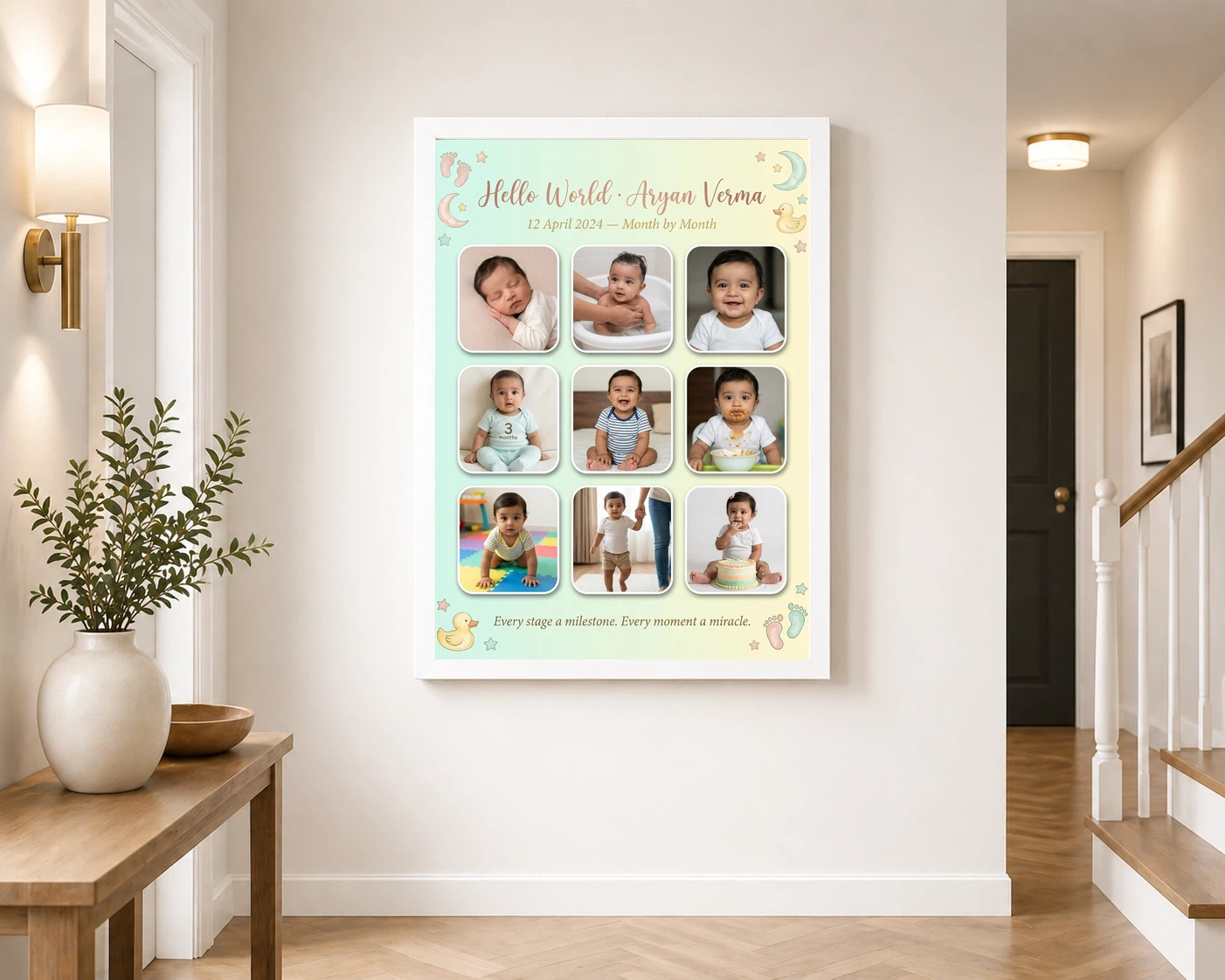 Baby Collage Frame Soft Pastel Memories Milestone Photo Frame, view 6