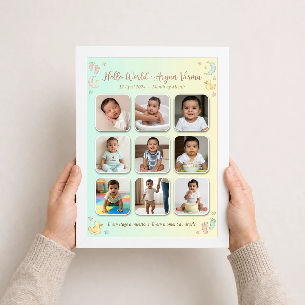 Baby Collage Frame Soft Pastel Memories Milestone Photo Frame, view 7