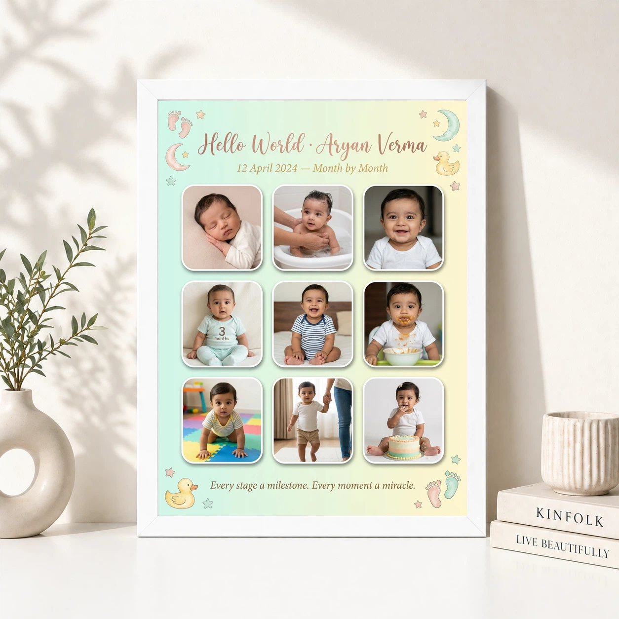 Baby Collage Frame Soft Pastel Memories Milestone Photo Frame, view 8