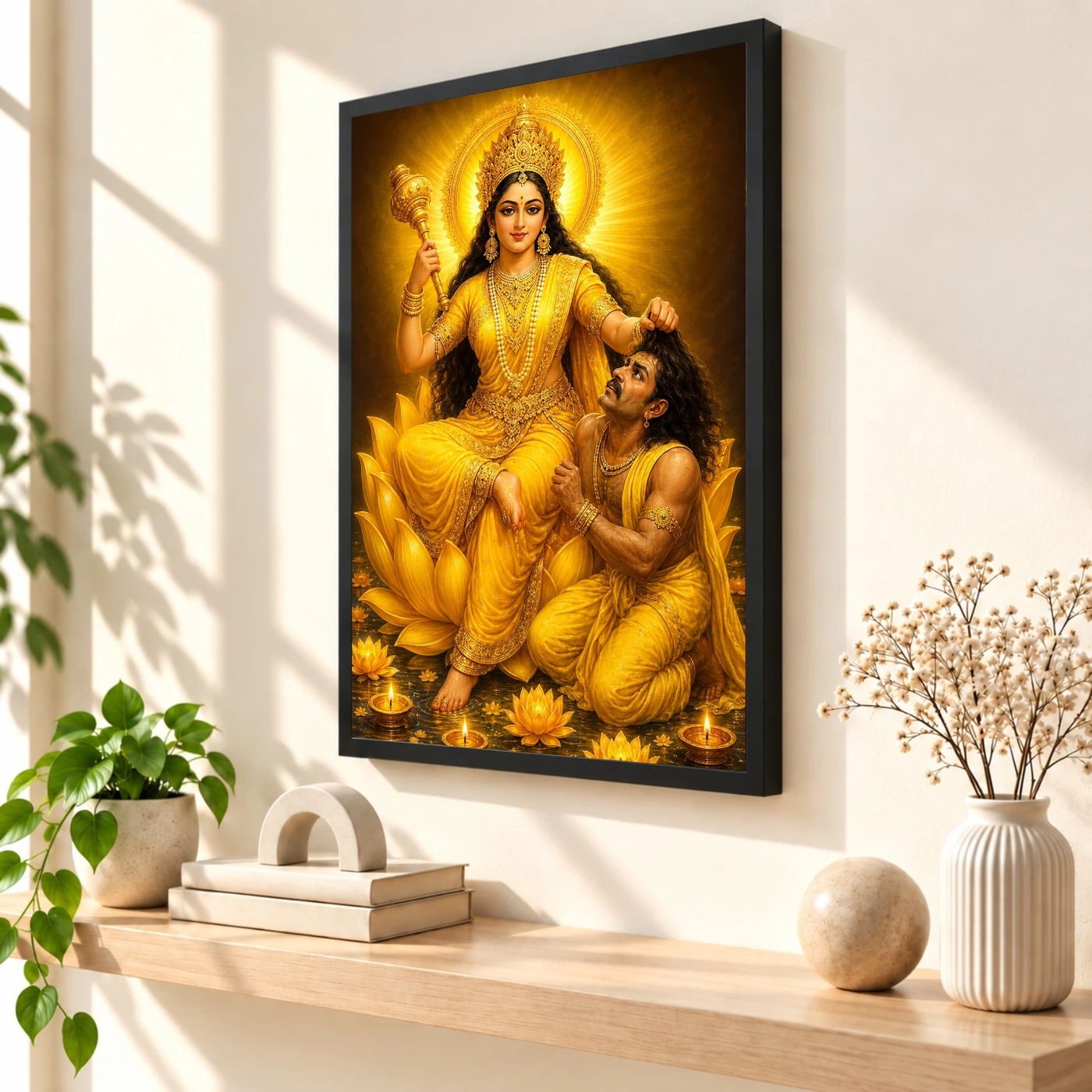 Baglamukhi Devi Lotus And Diya Radiance Photo Frame, view 2