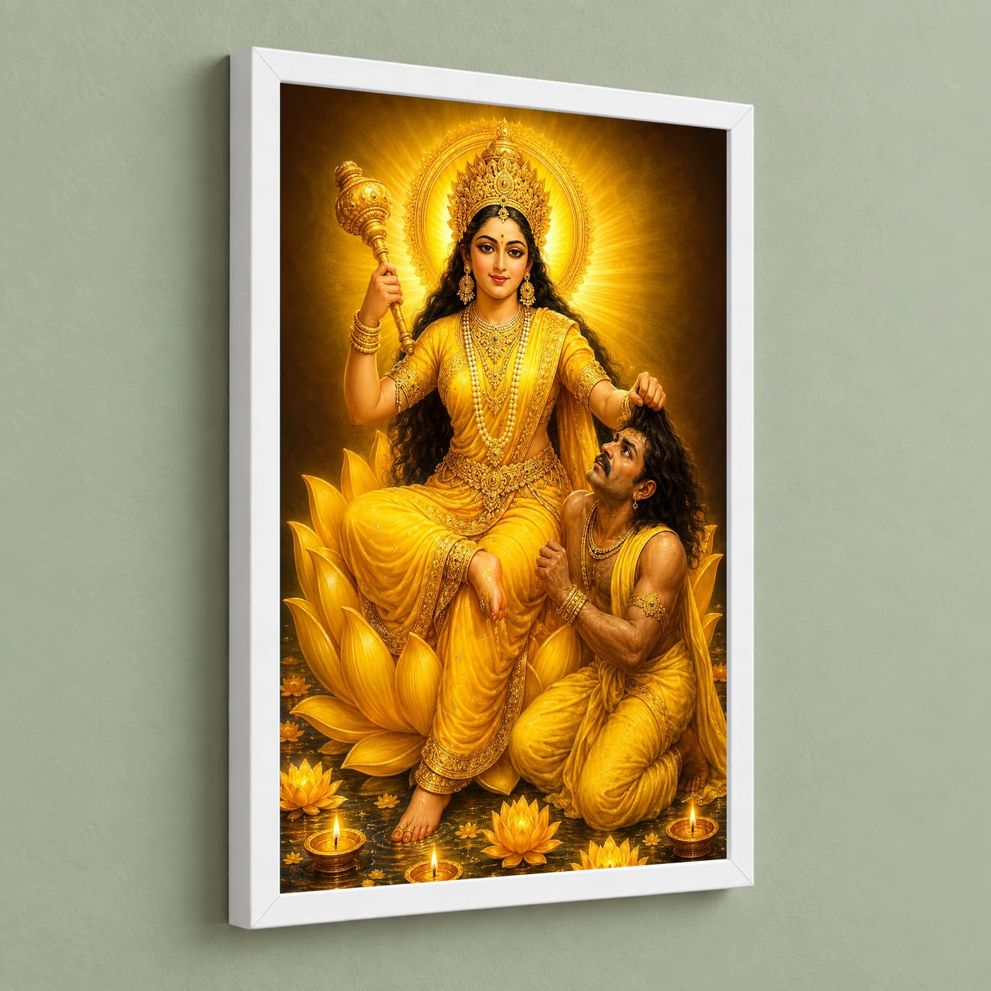 Baglamukhi Devi Lotus And Diya Radiance Photo Frame, view 5