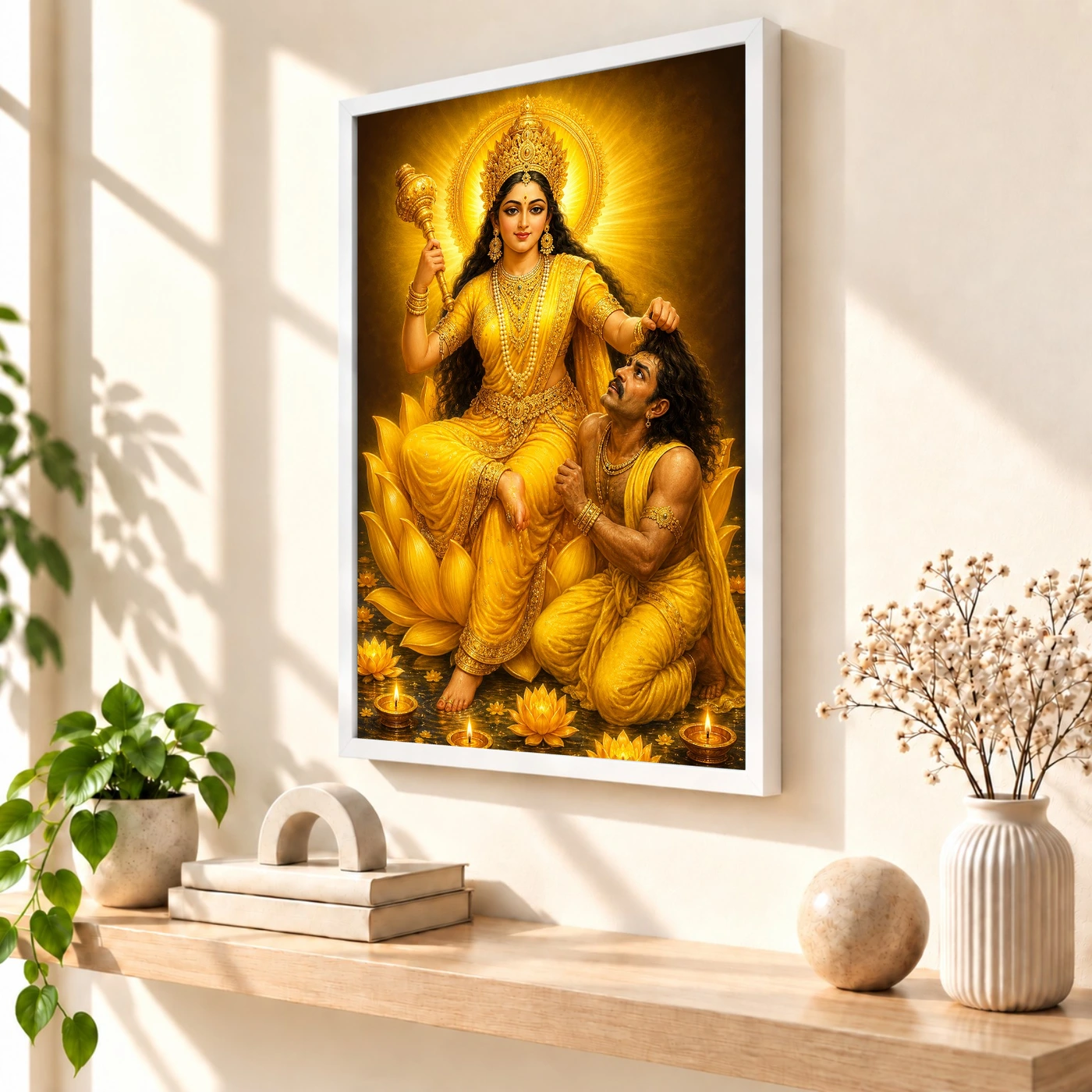 Baglamukhi Devi Lotus And Diya Radiance Photo Frame, view 7