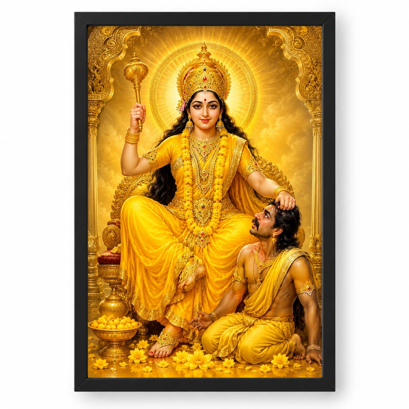 Baglamukhi Devi Ornate Golden Temple Darshan Photo Frame