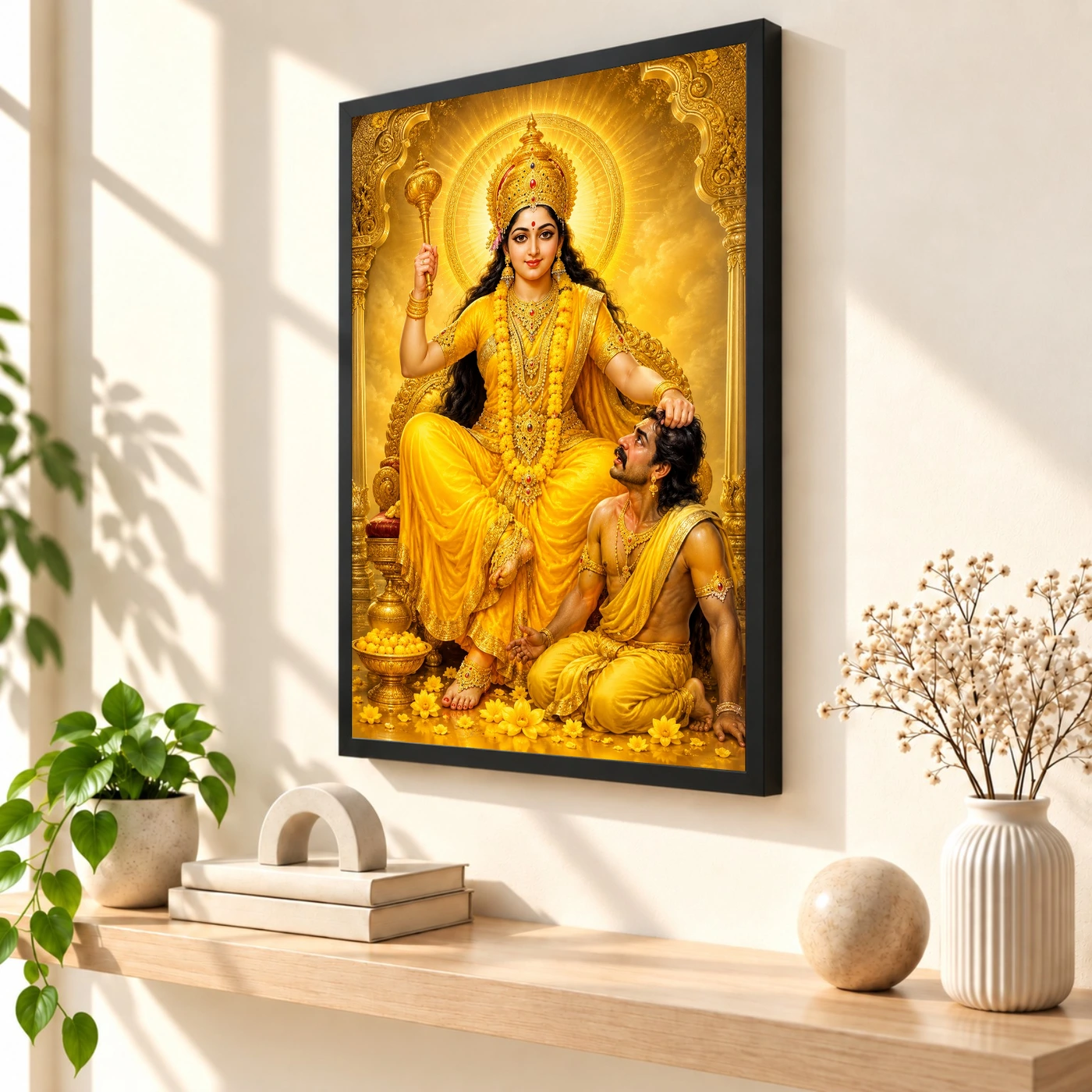 Baglamukhi Devi Ornate Golden Temple Darshan Photo Frame, view 2